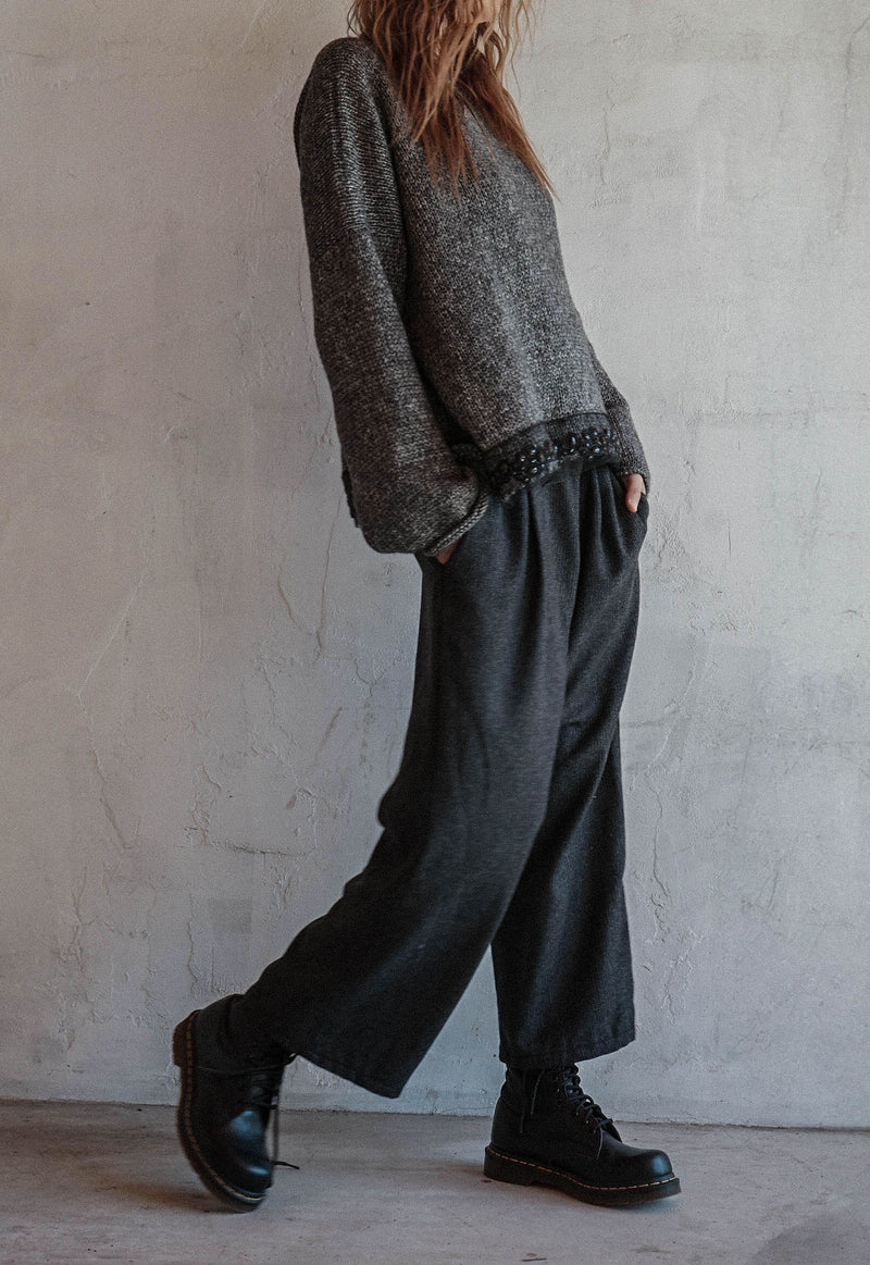 Ash Fog Hand knitted wool top