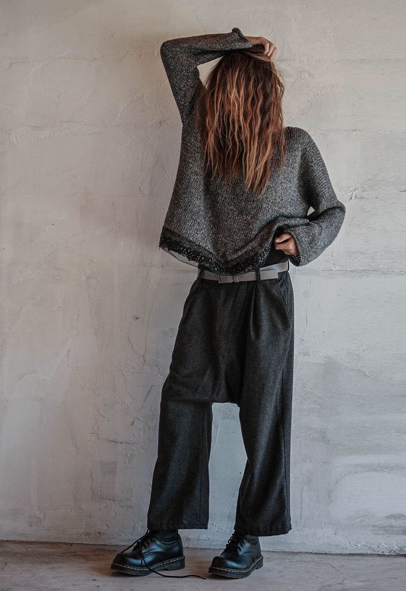 Ash Fog Hand knitted wool top
