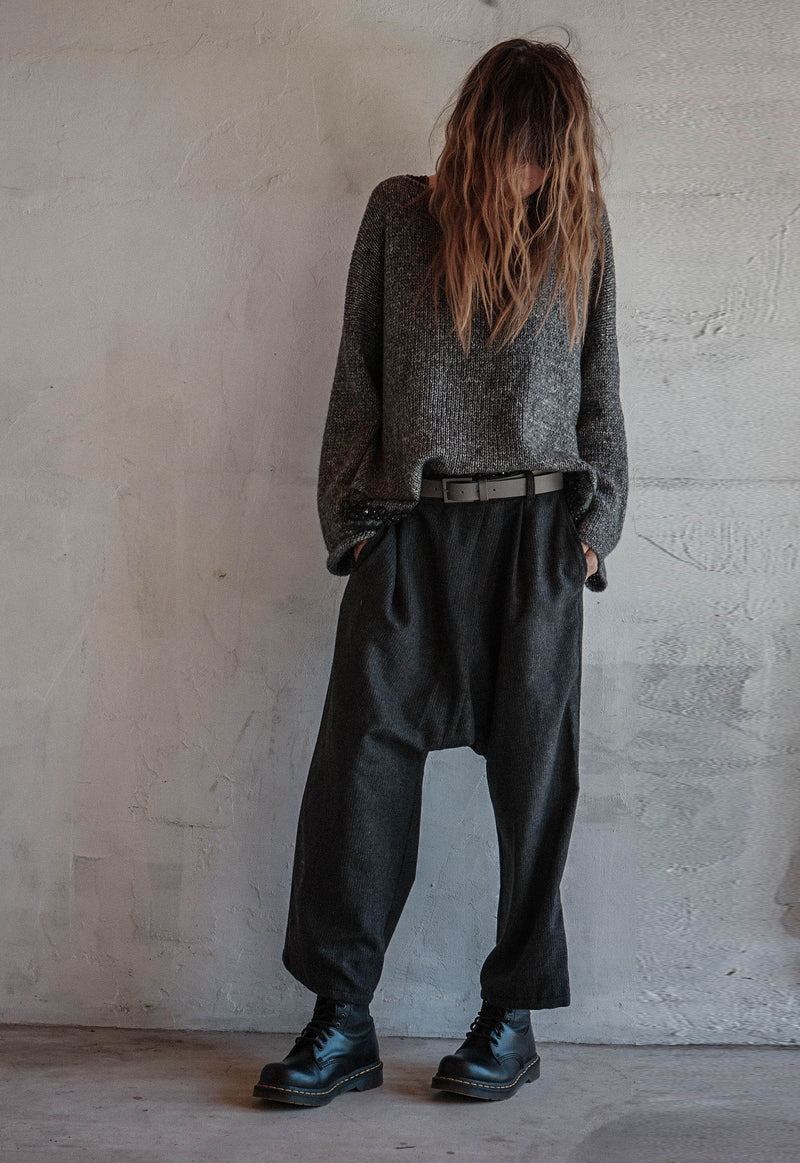 Ash Fog Hand knitted wool top