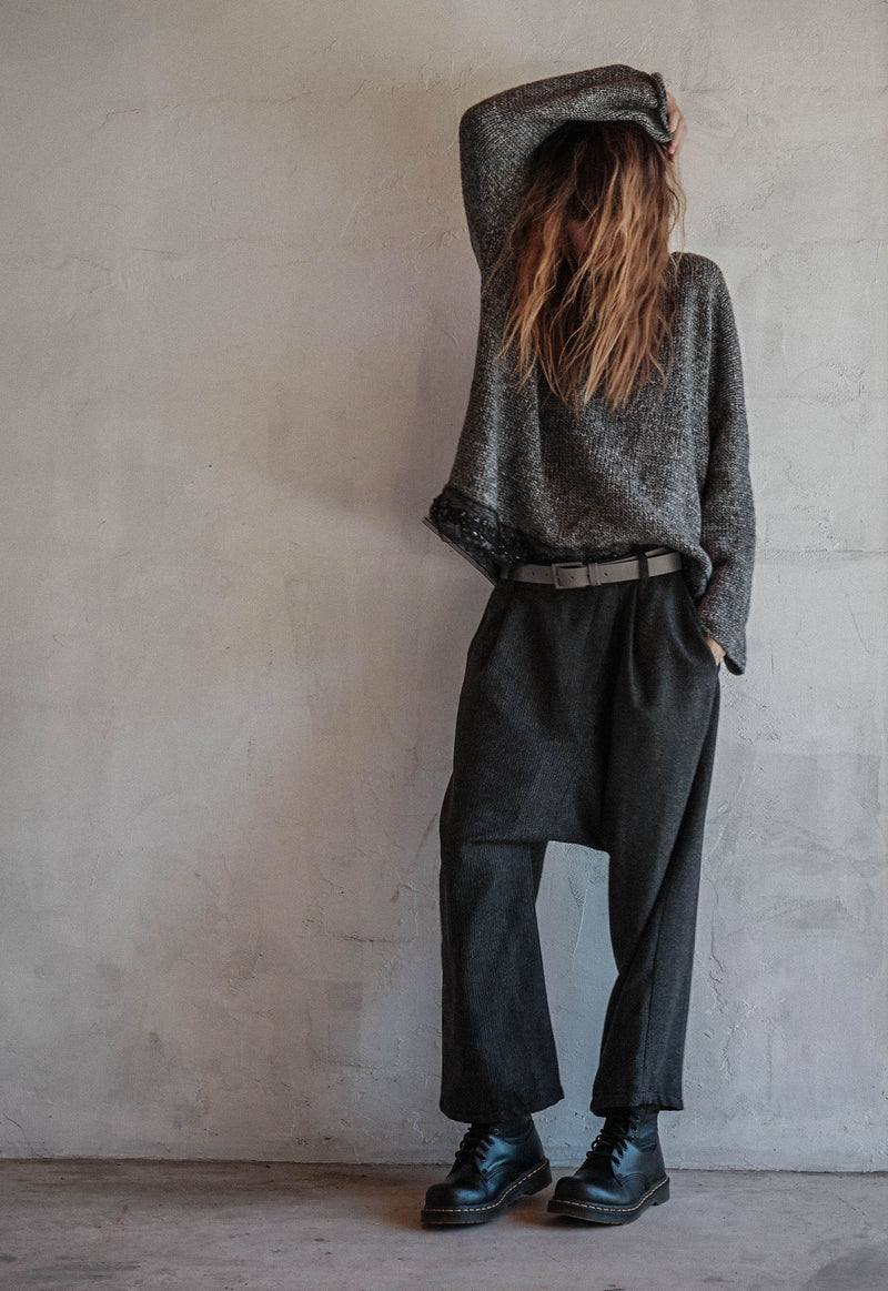 Ash Fog Hand knitted wool top