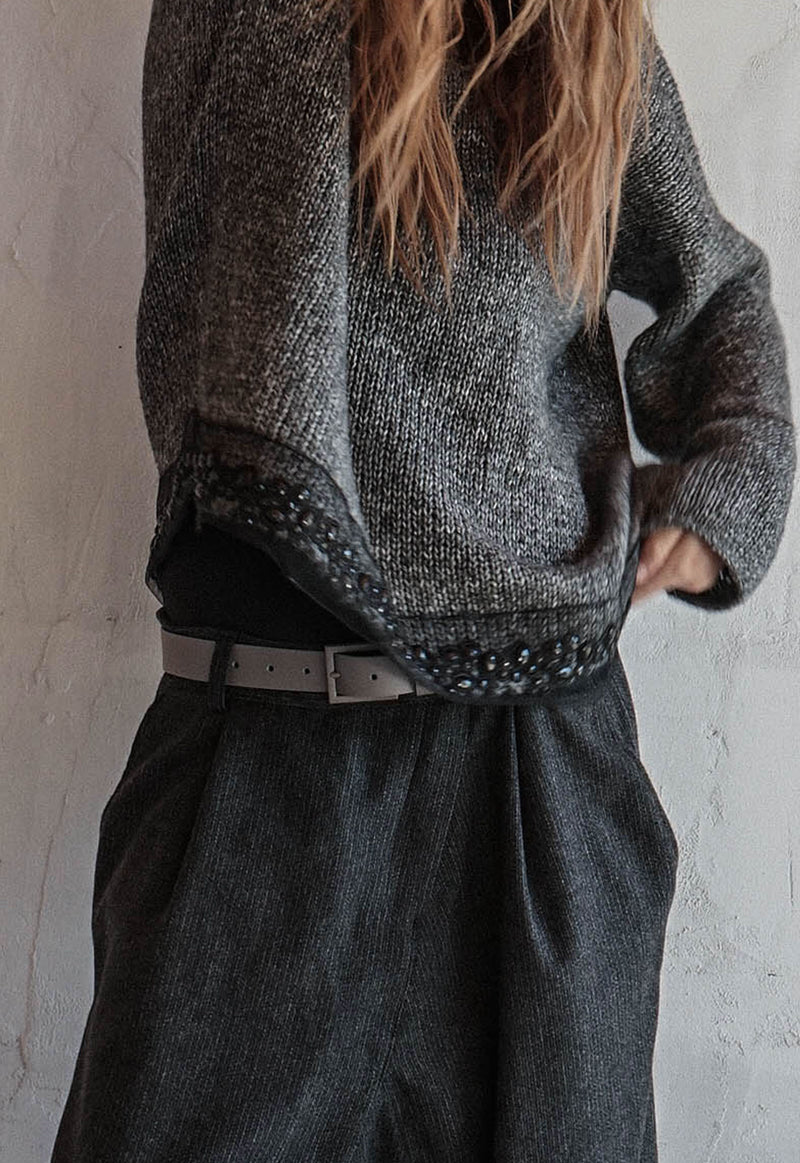 Ash Fog Hand knitted wool top