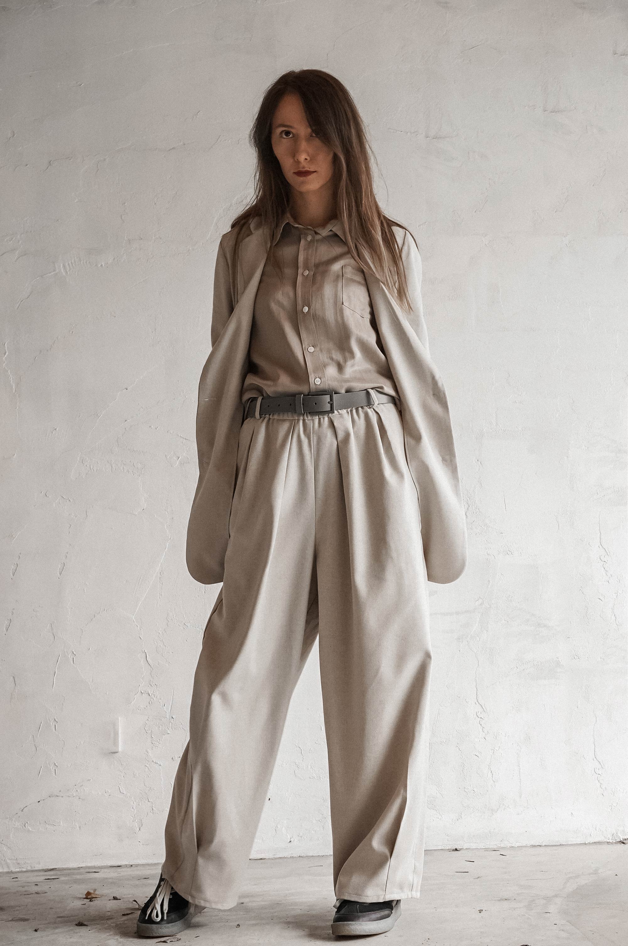 Soft Wool Pleated Trousers