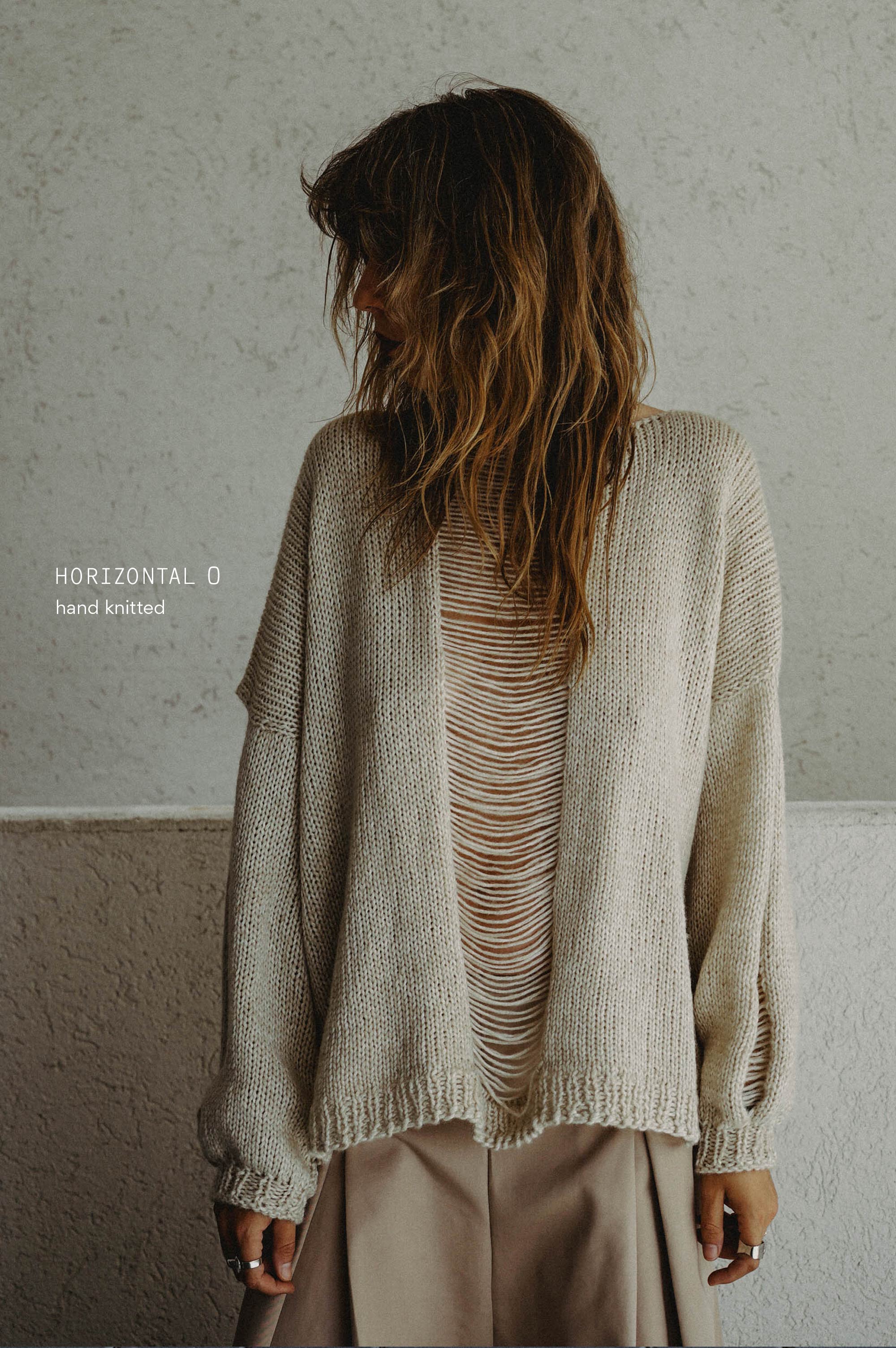 Horizontal O Hand Knitted Top