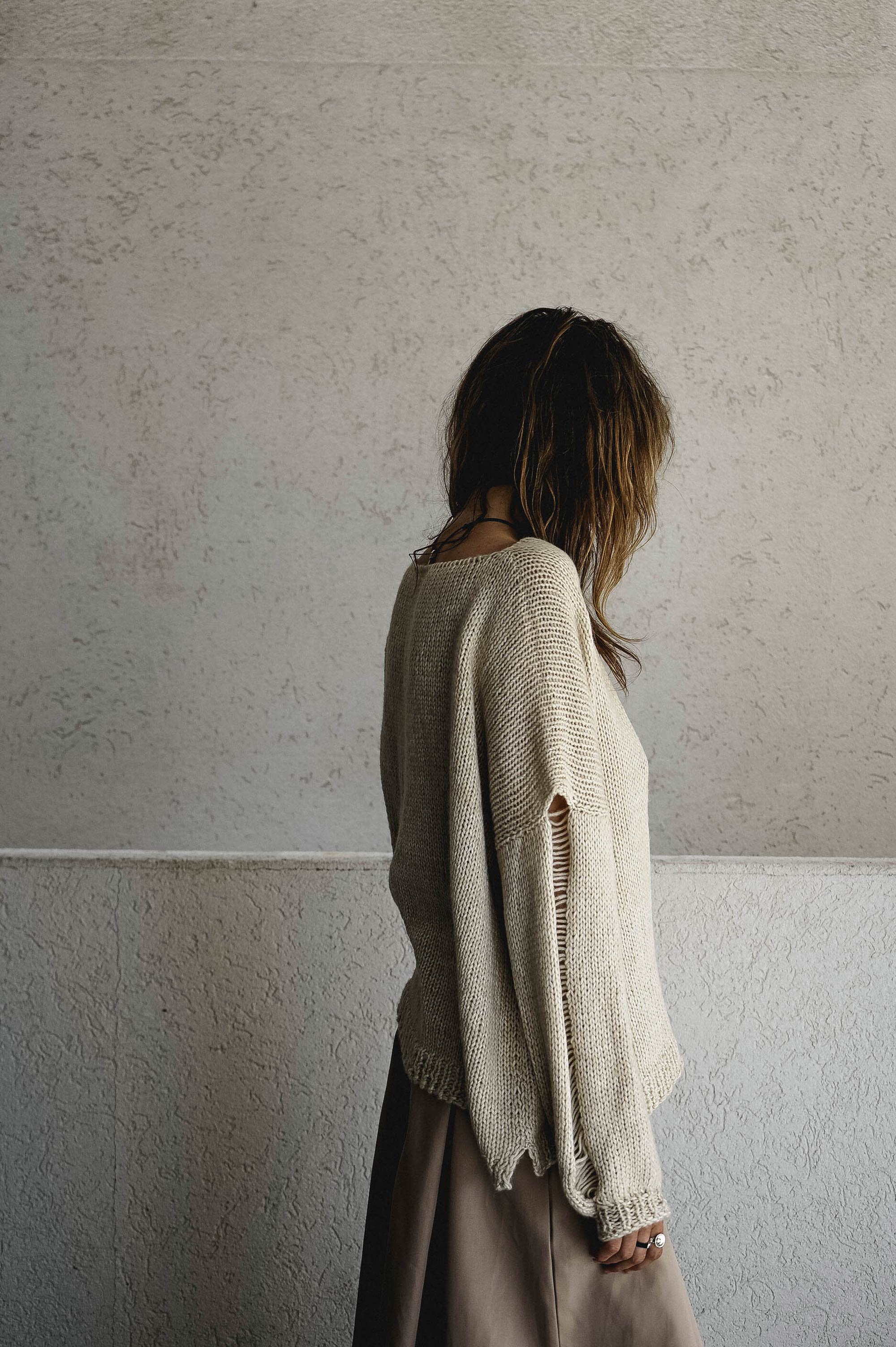 Horizontal O Hand Knitted Top