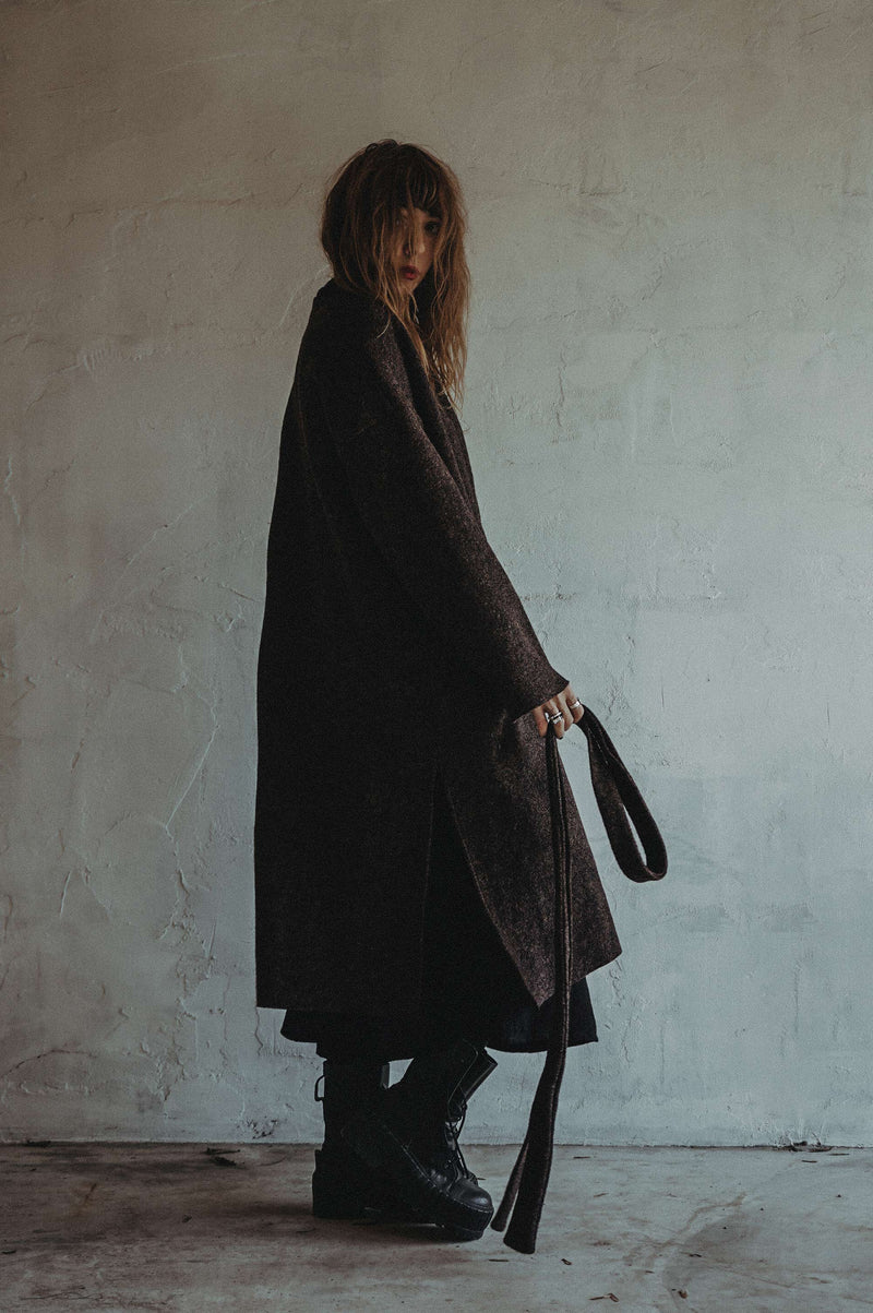 BOILED WOOL TRENCH (BROWN)