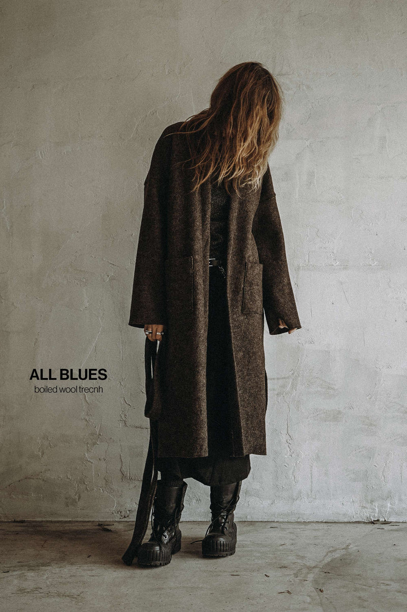 BOILED WOOL TRENCH (BROWN)