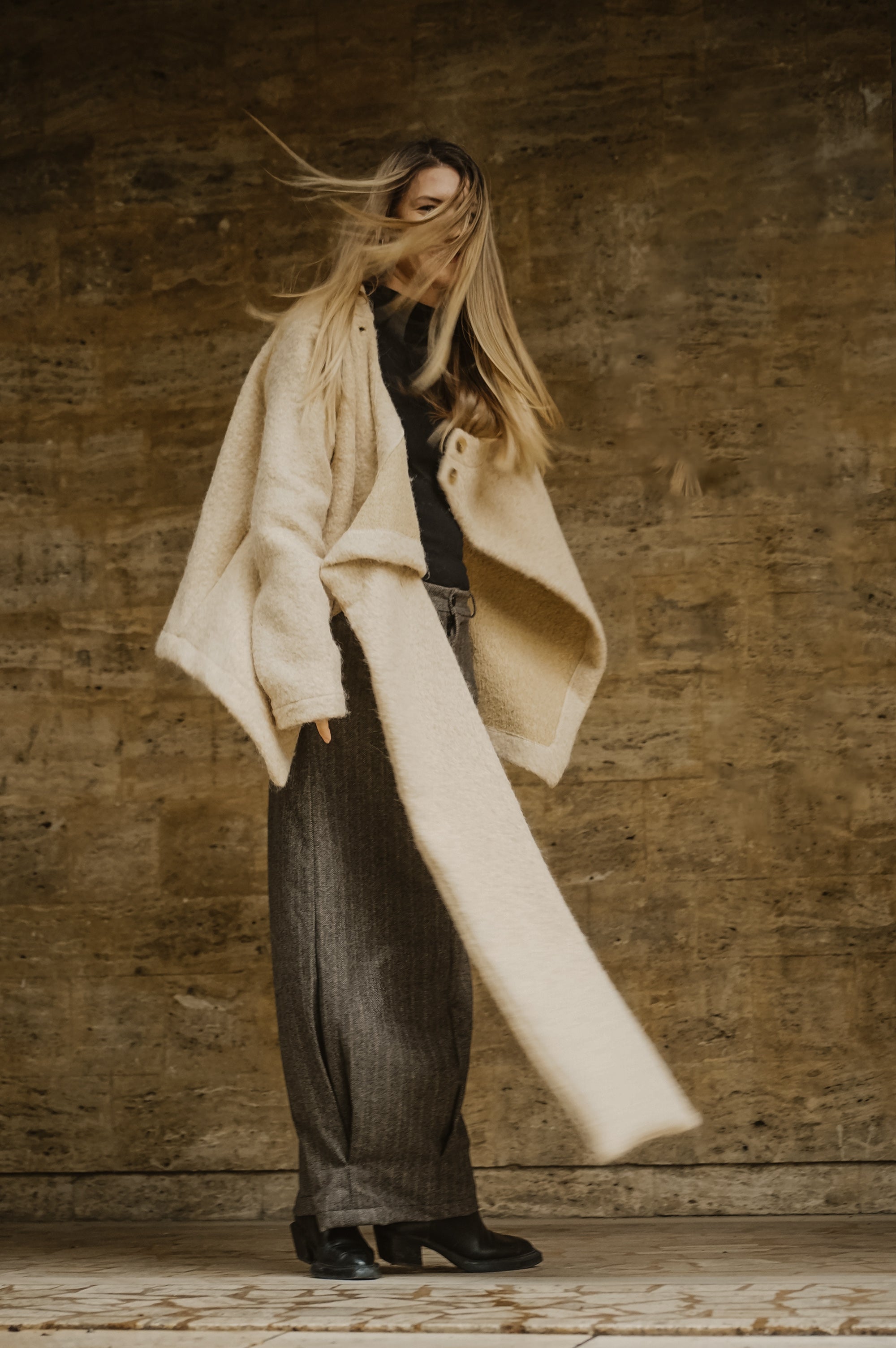BOILED WOOL SCARF JACKET