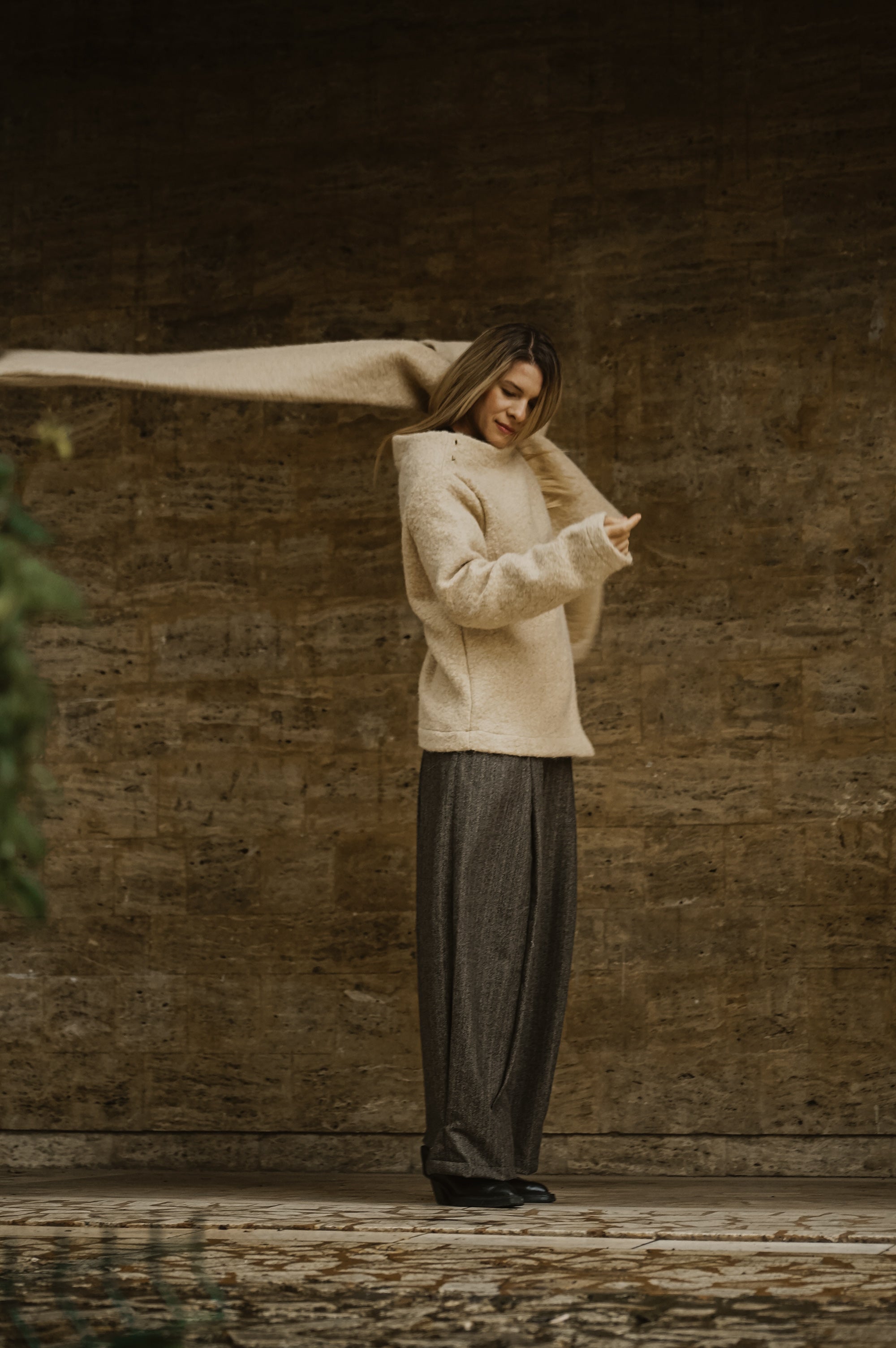 BOILED WOOL SCARF JACKET