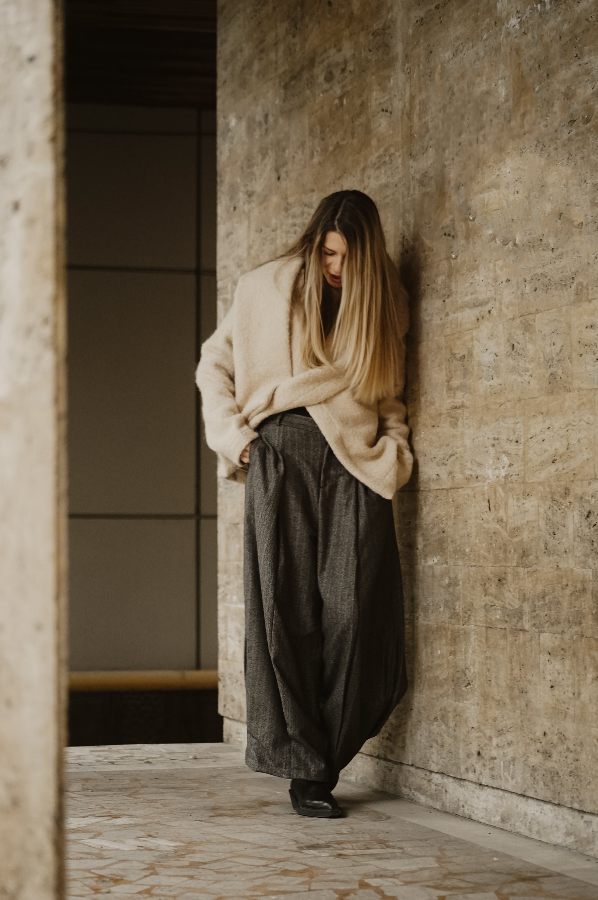 BOILED WOOL SCARF JACKET
