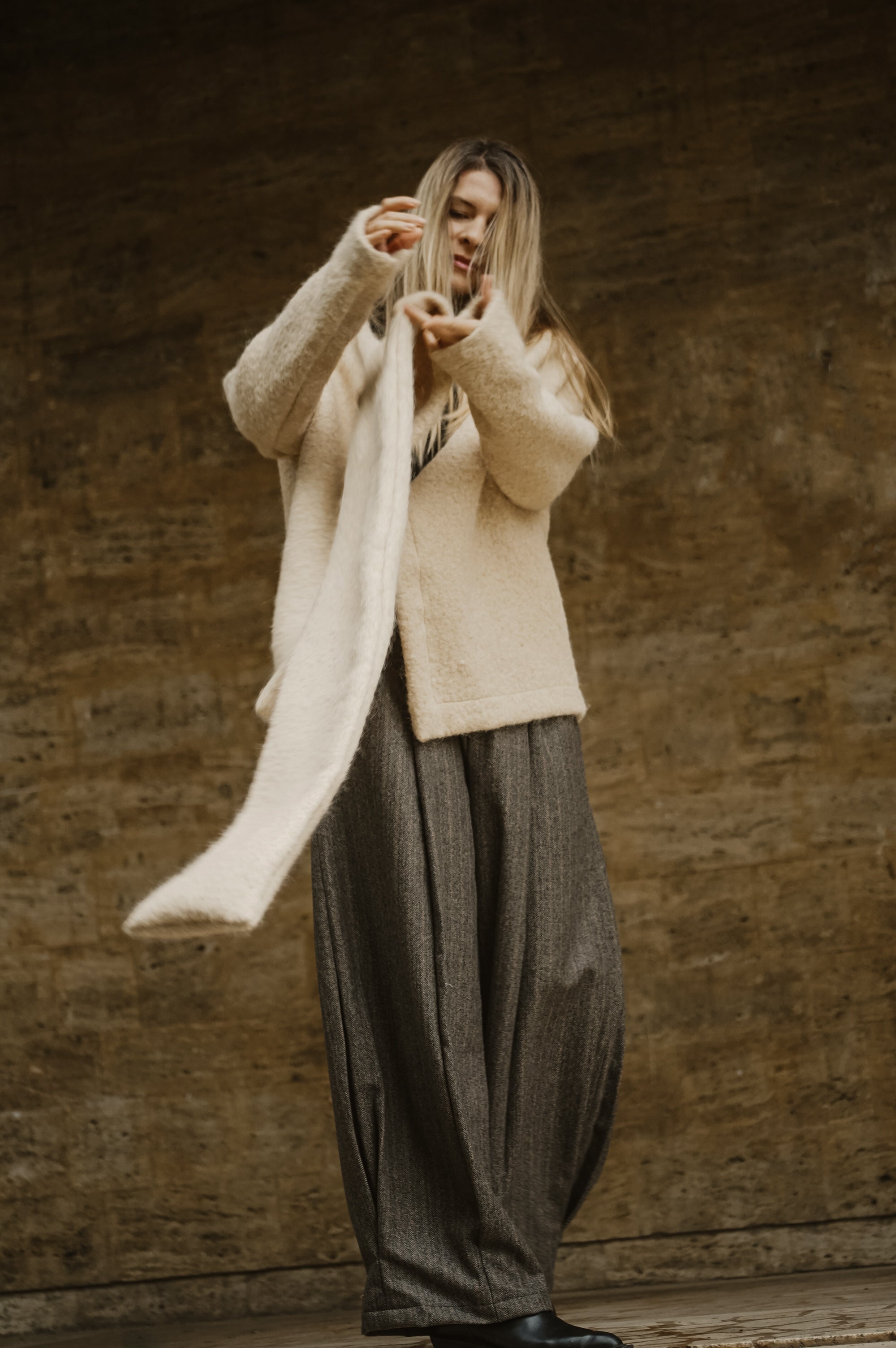 BOILED WOOL SCARF JACKET