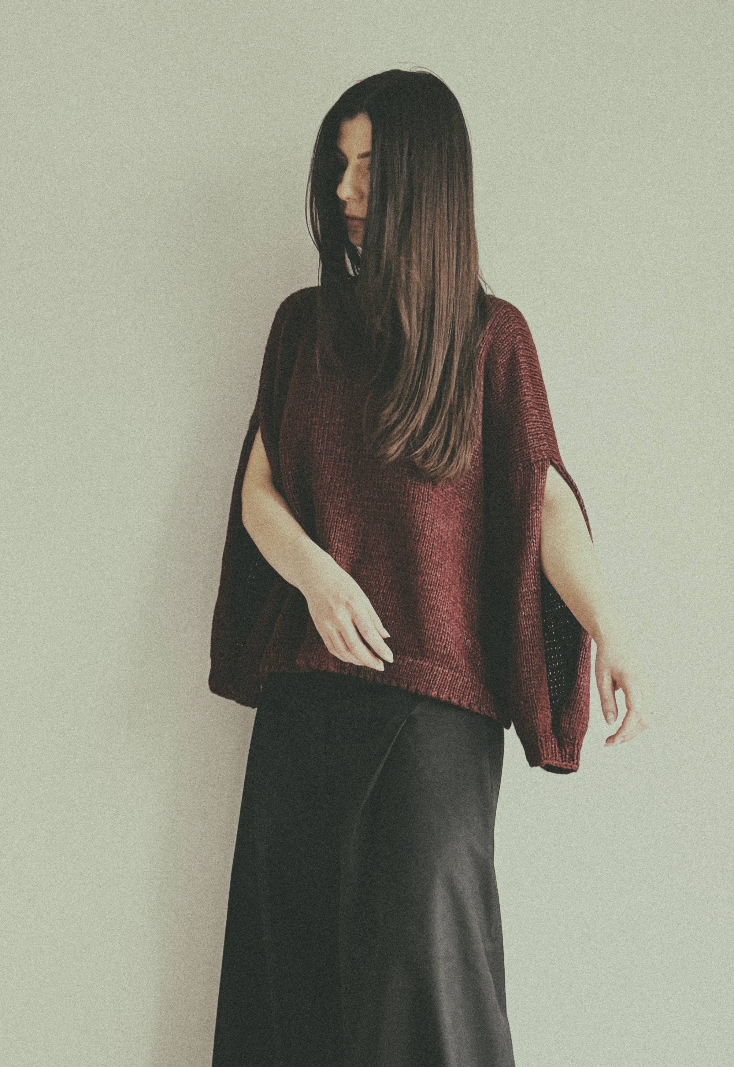 The slashback hand knitted wool top