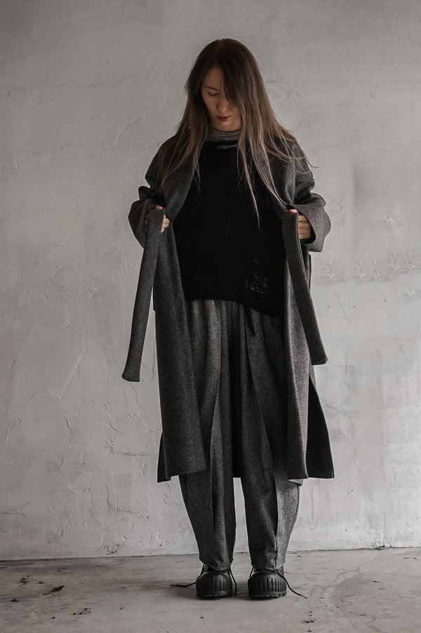 Boiled Wool Trench (dark grey)