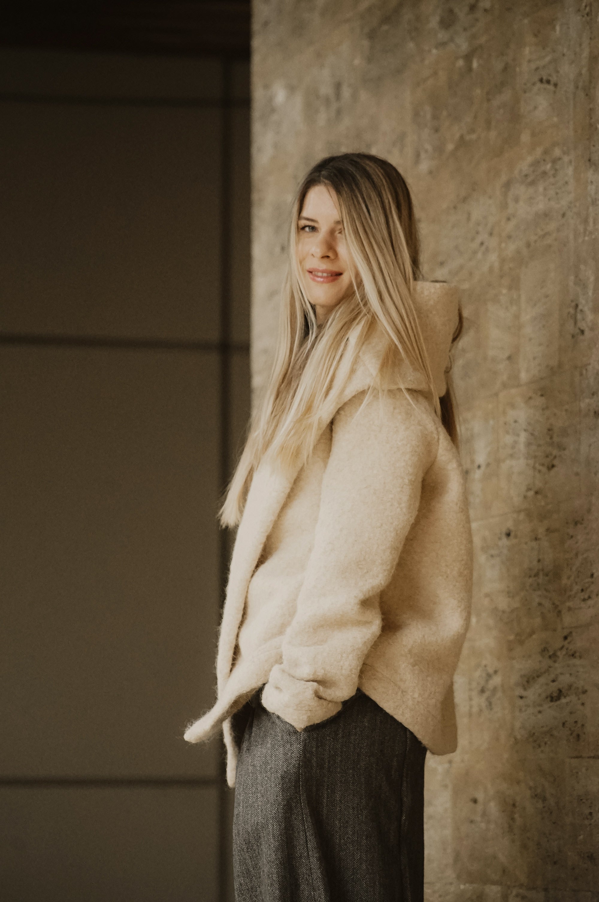 BOILED WOOL SCARF JACKET