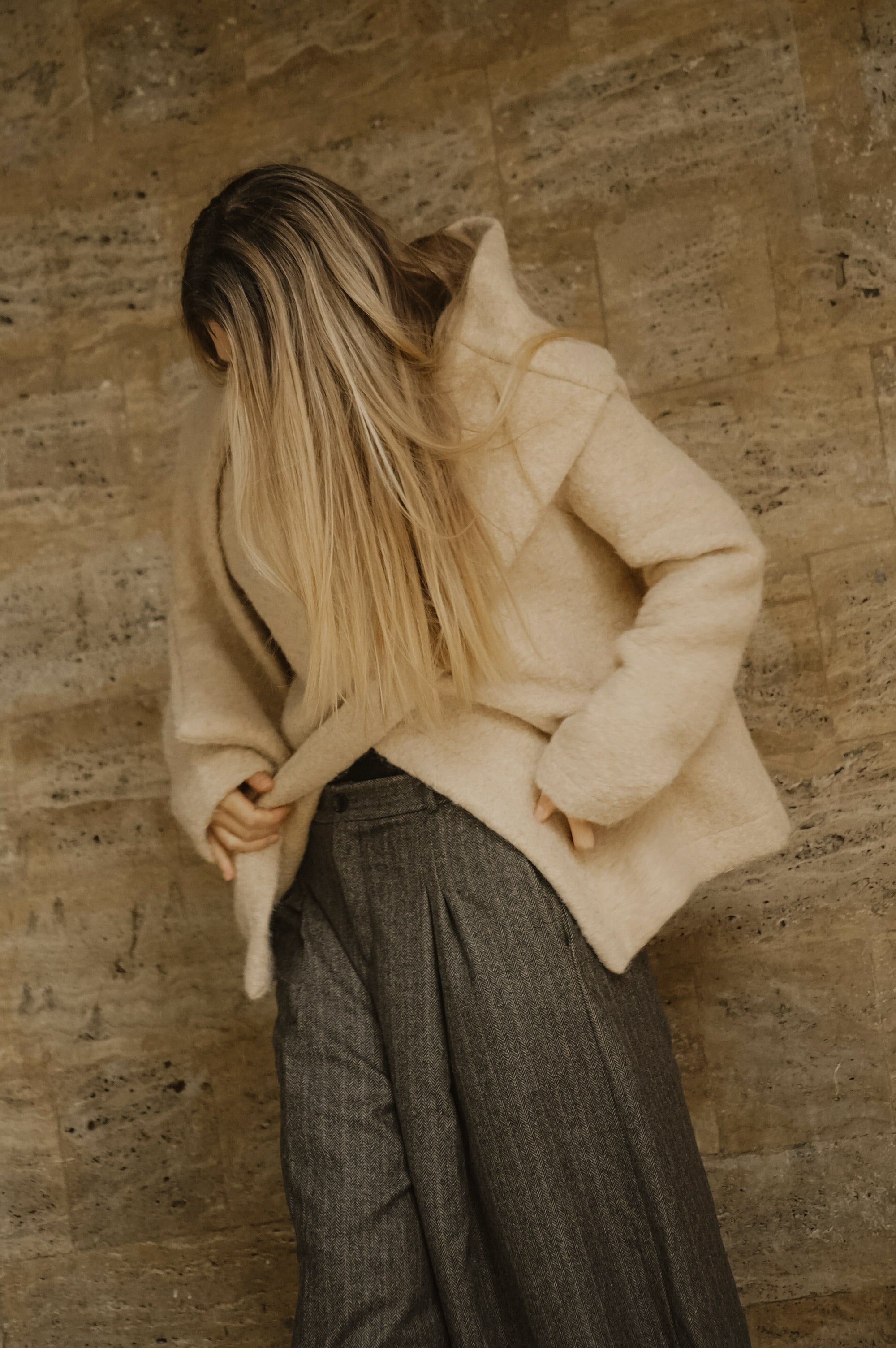 BOILED WOOL SCARF JACKET