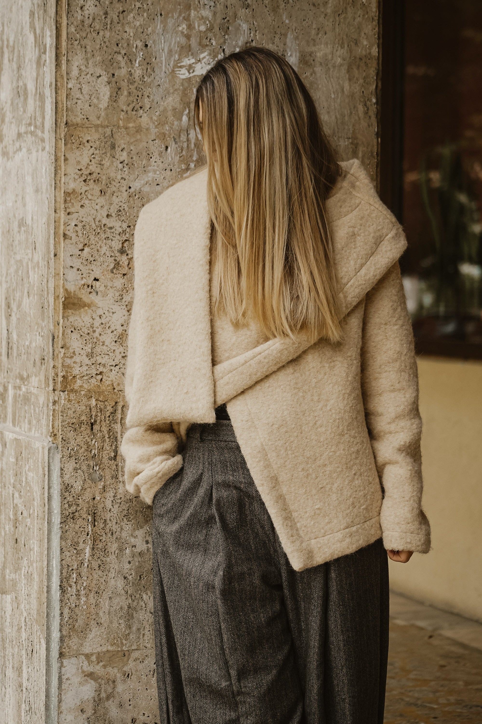 BOILED WOOL SCARF JACKET