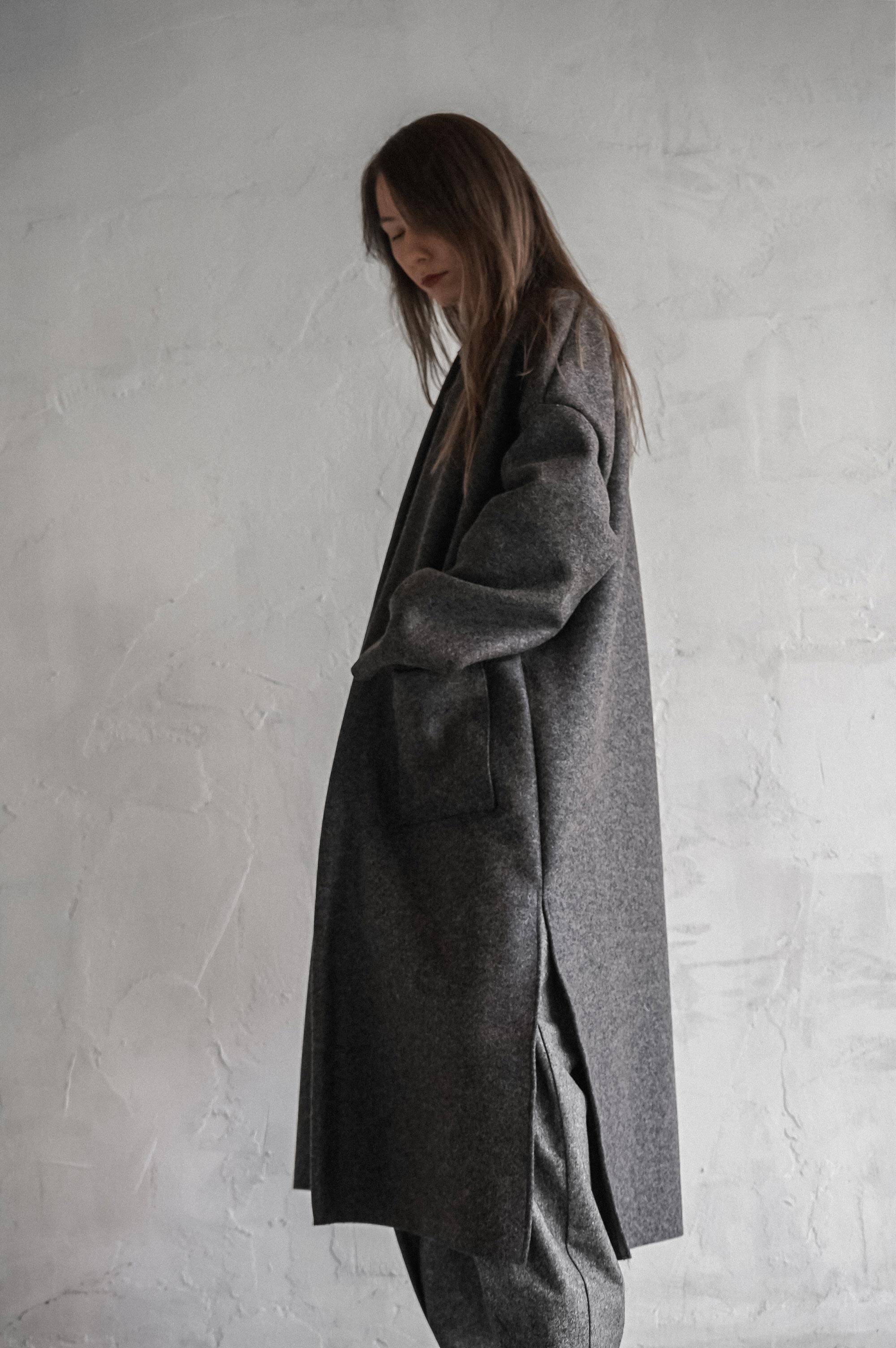 Boiled Wool Trench (dark grey)
