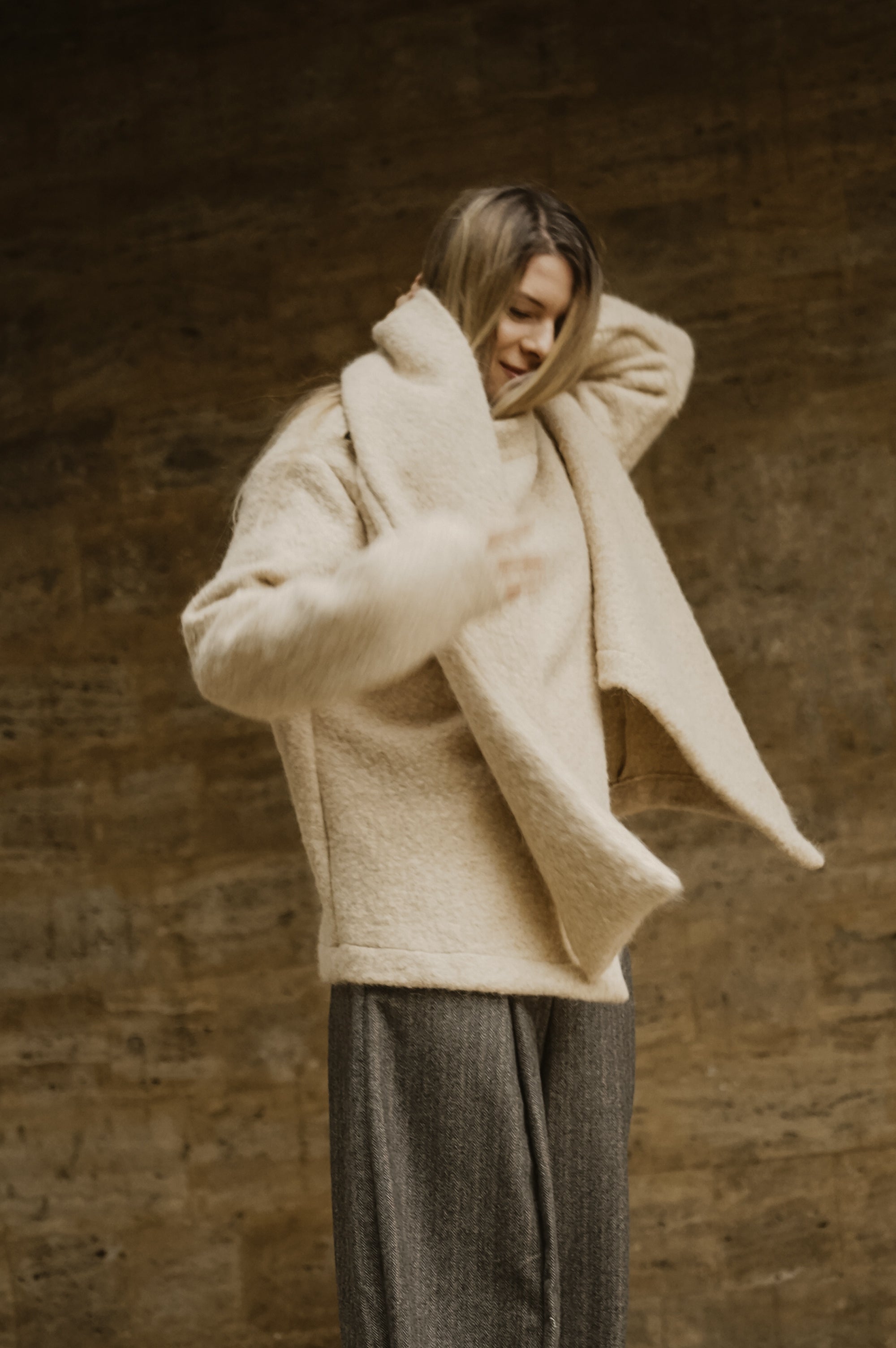 BOILED WOOL SCARF JACKET