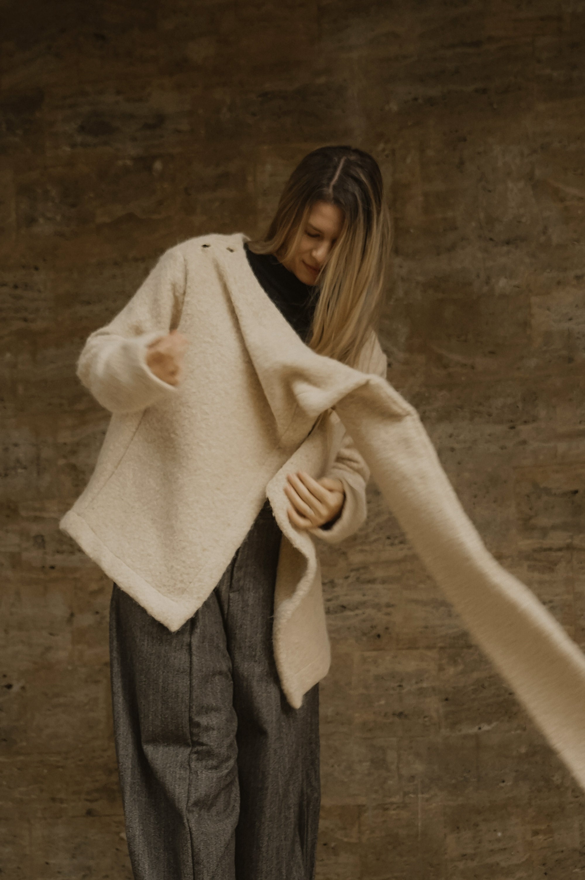 BOILED WOOL SCARF JACKET