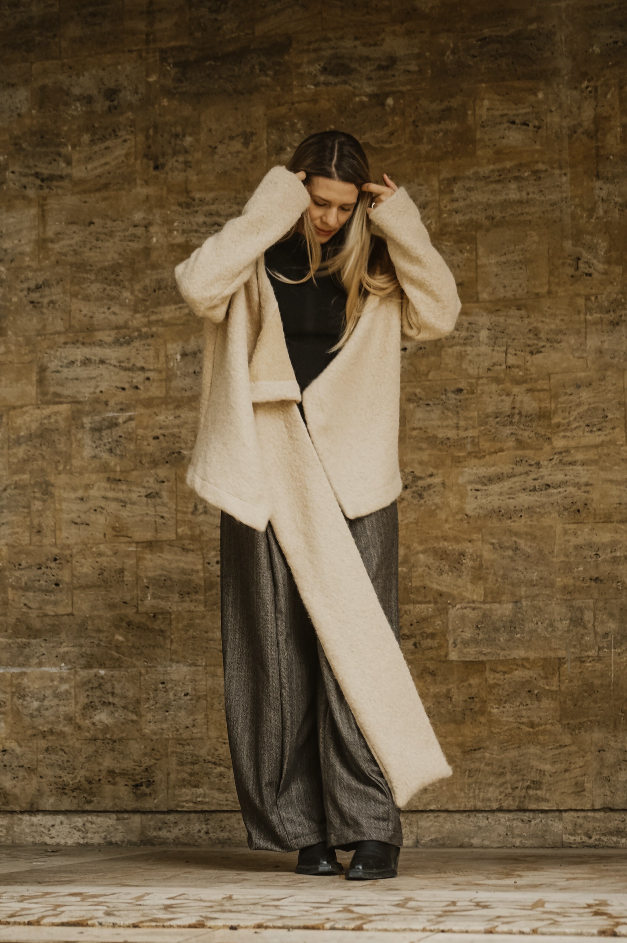 BOILED WOOL SCARF JACKET