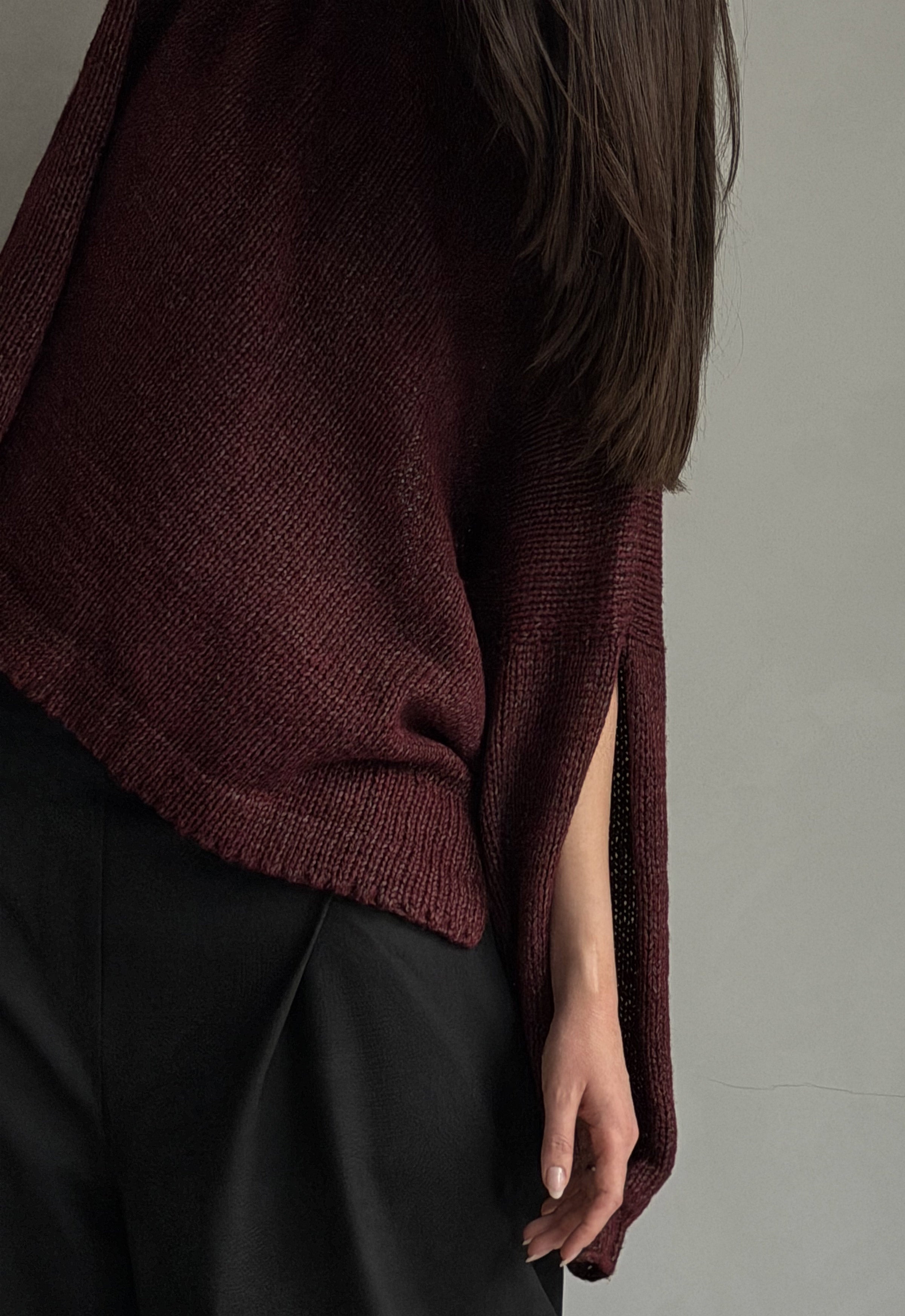 The slashback hand knitted wool top