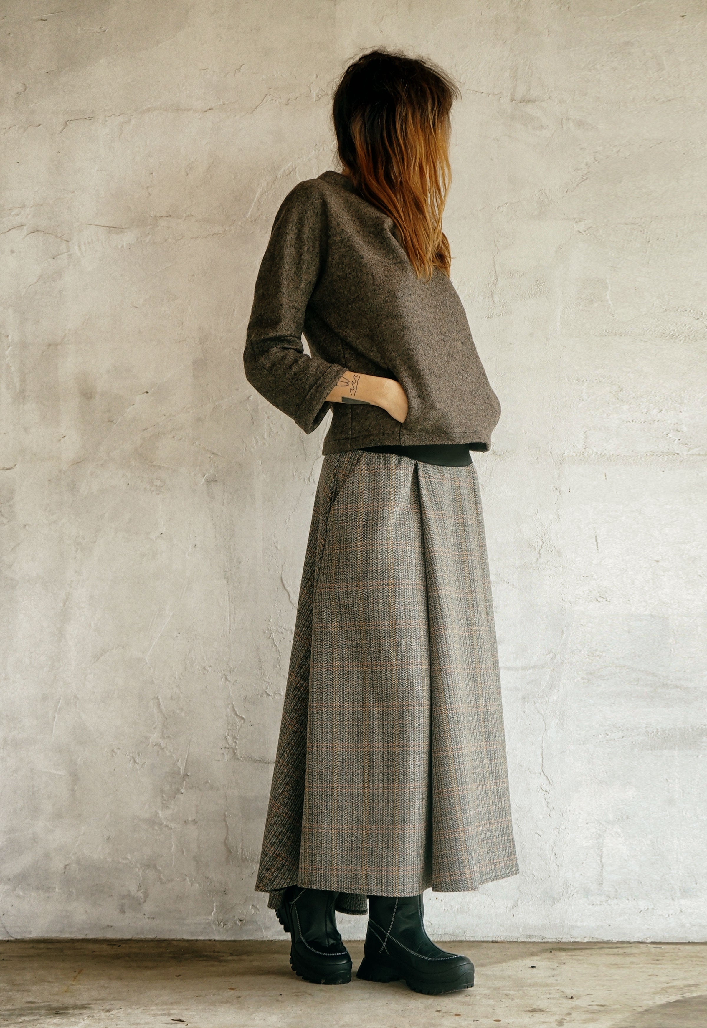 The Atelier Pleated Wool Skirt