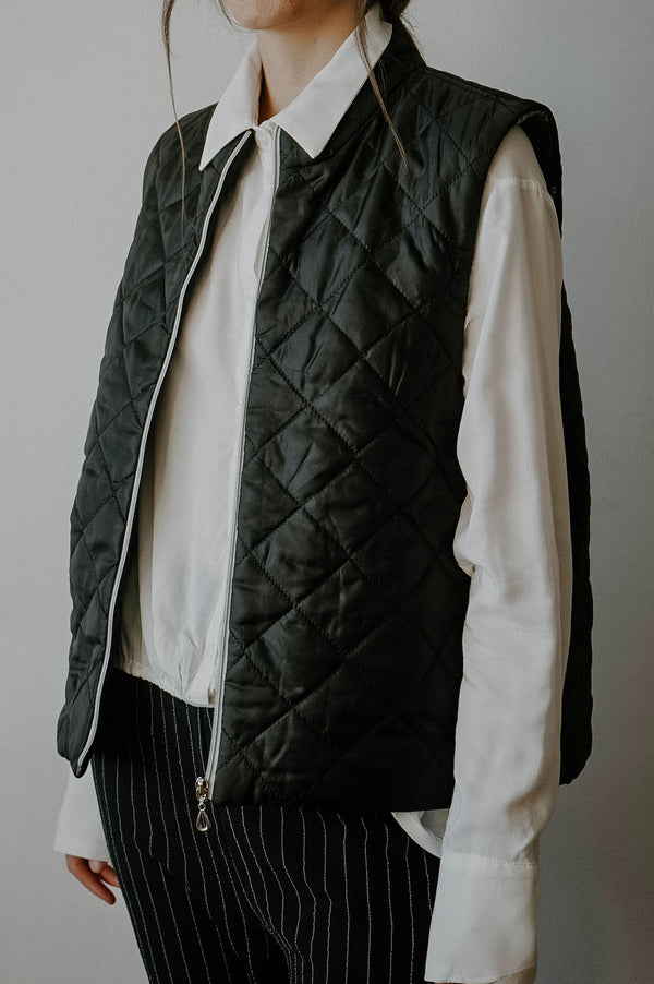 Quilted Black Vest