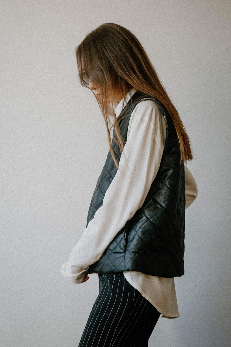 Quilted Black Vest