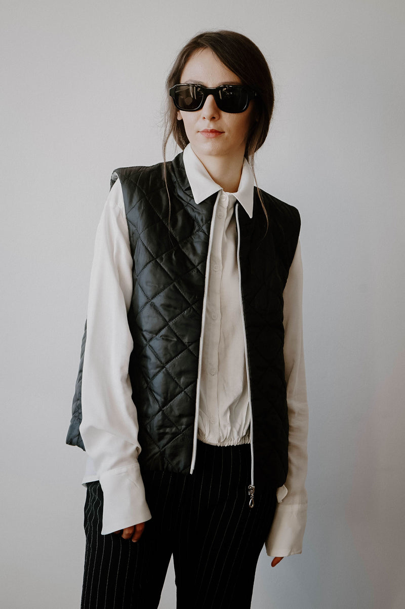 Quilted Black Vest