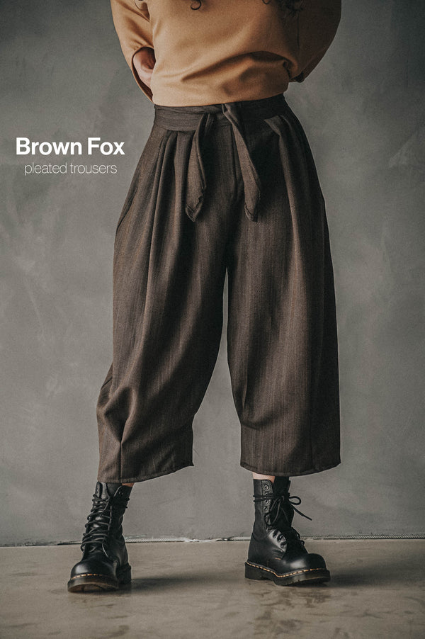 Brown Fox Pleated Trousers