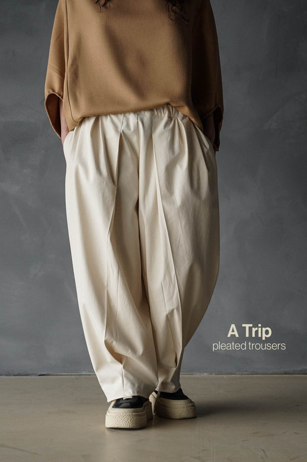 A TRIP PLEATED TROUSERS