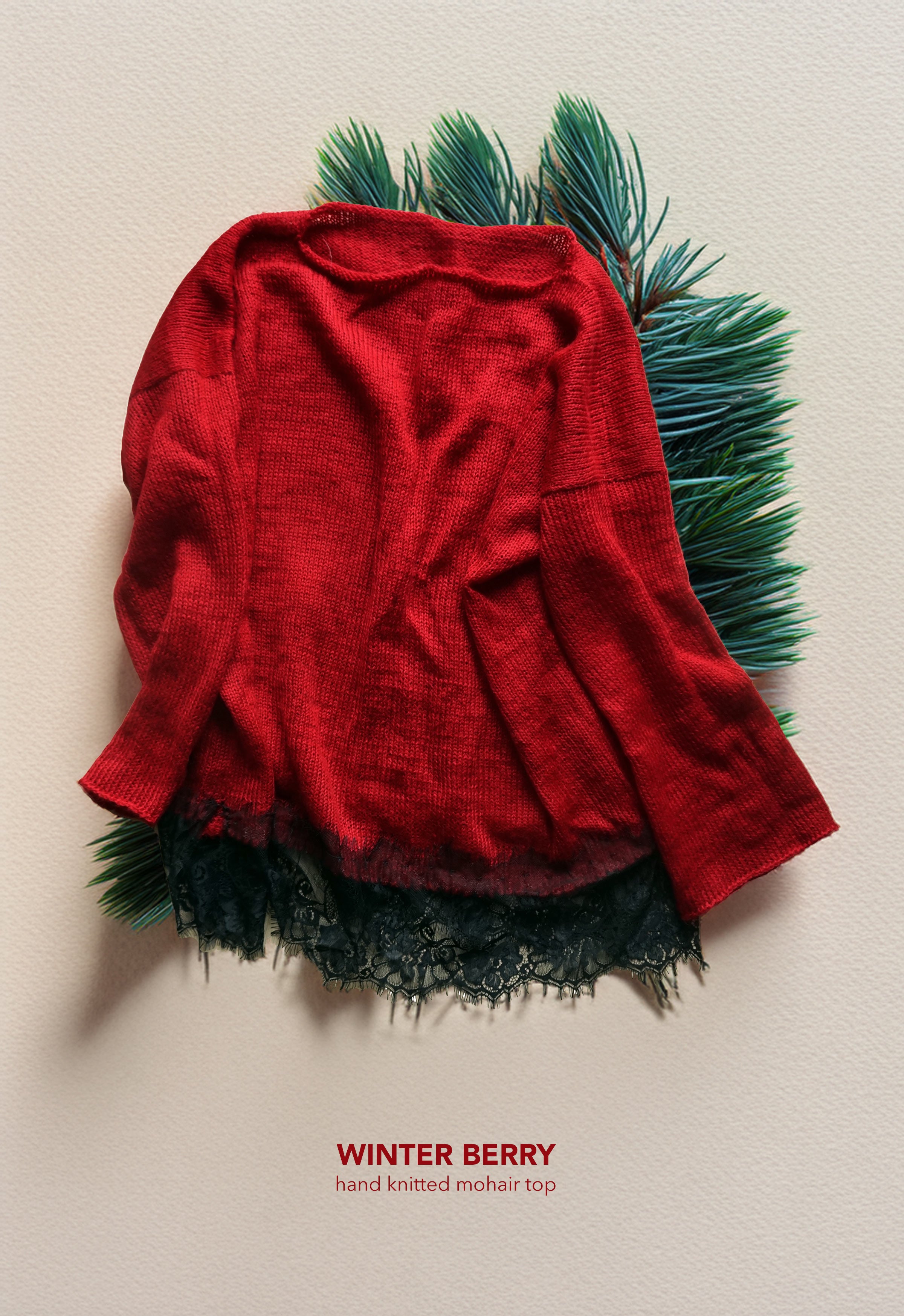 Winter Berry Hand Knitted Mohair Top