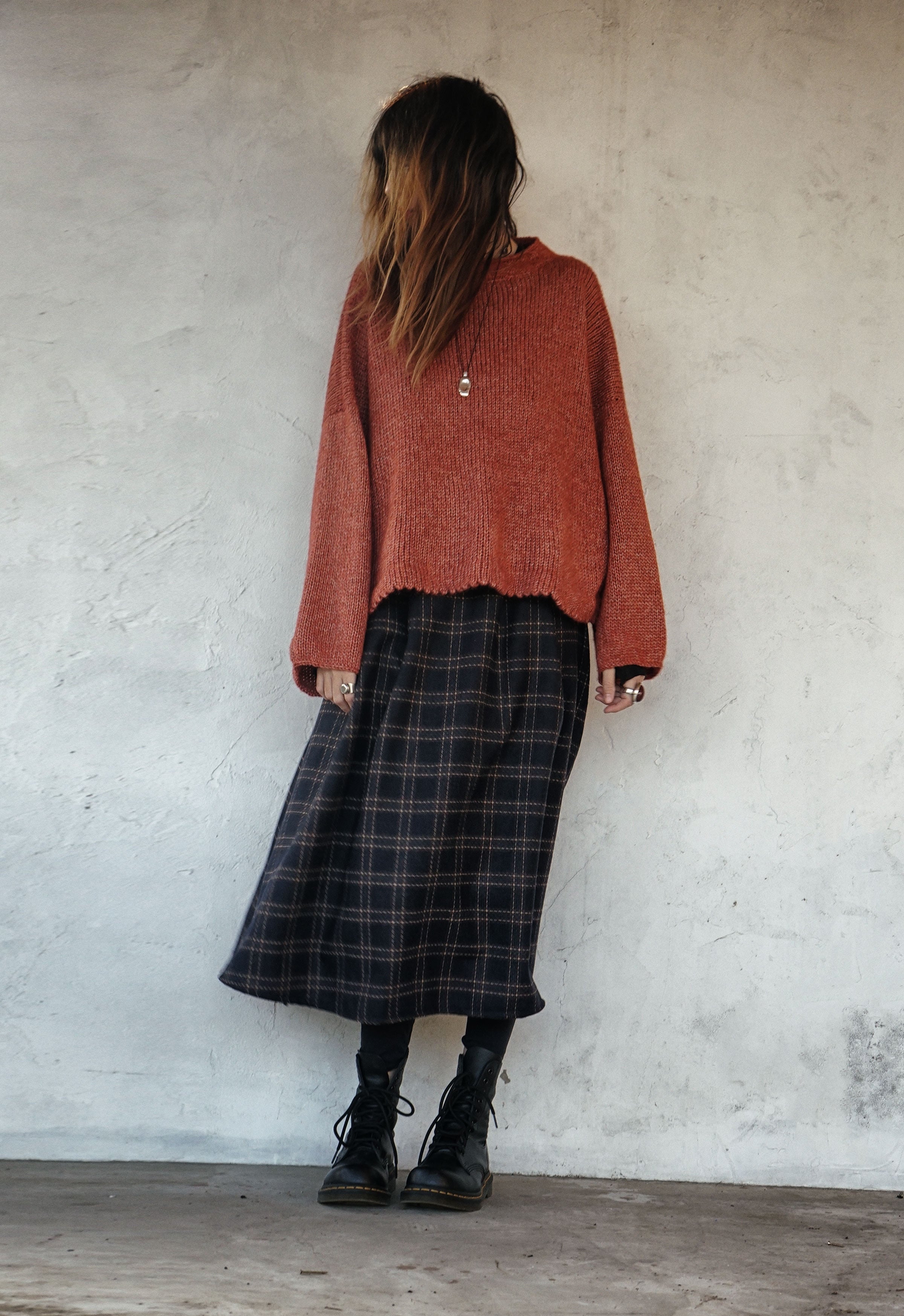 Pleated wool skirt