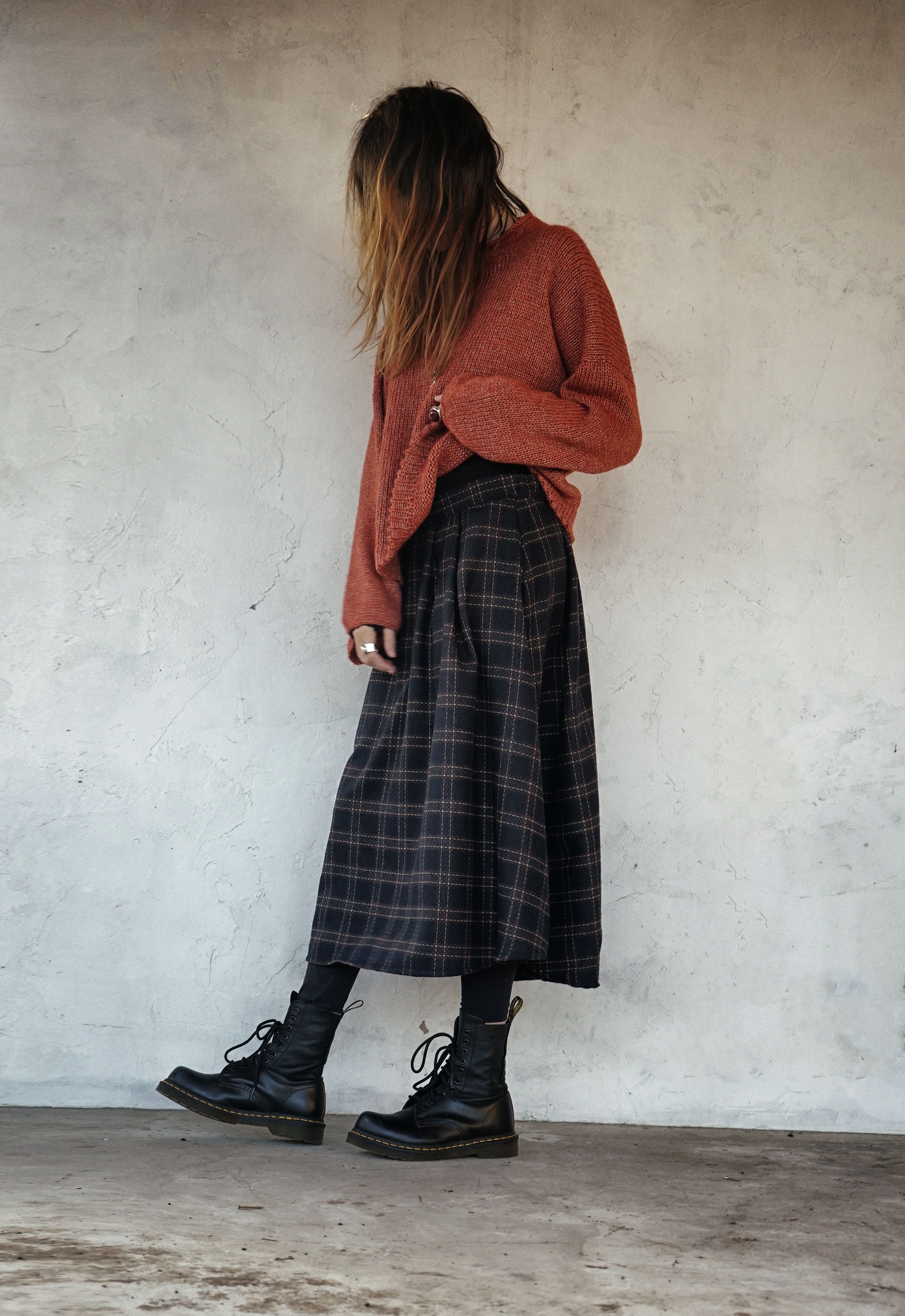 Pleated wool skirt