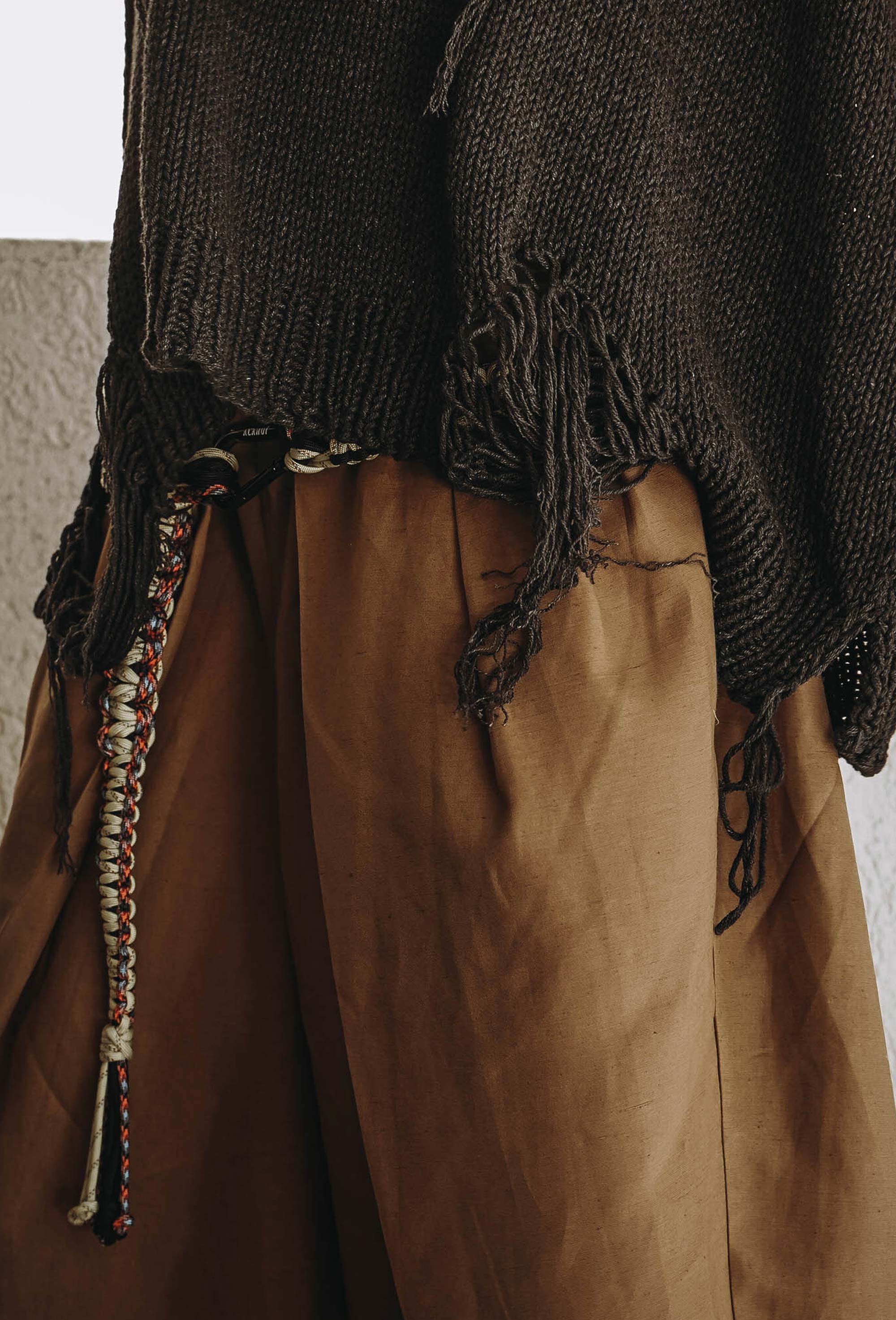 Distressed cotton sweater