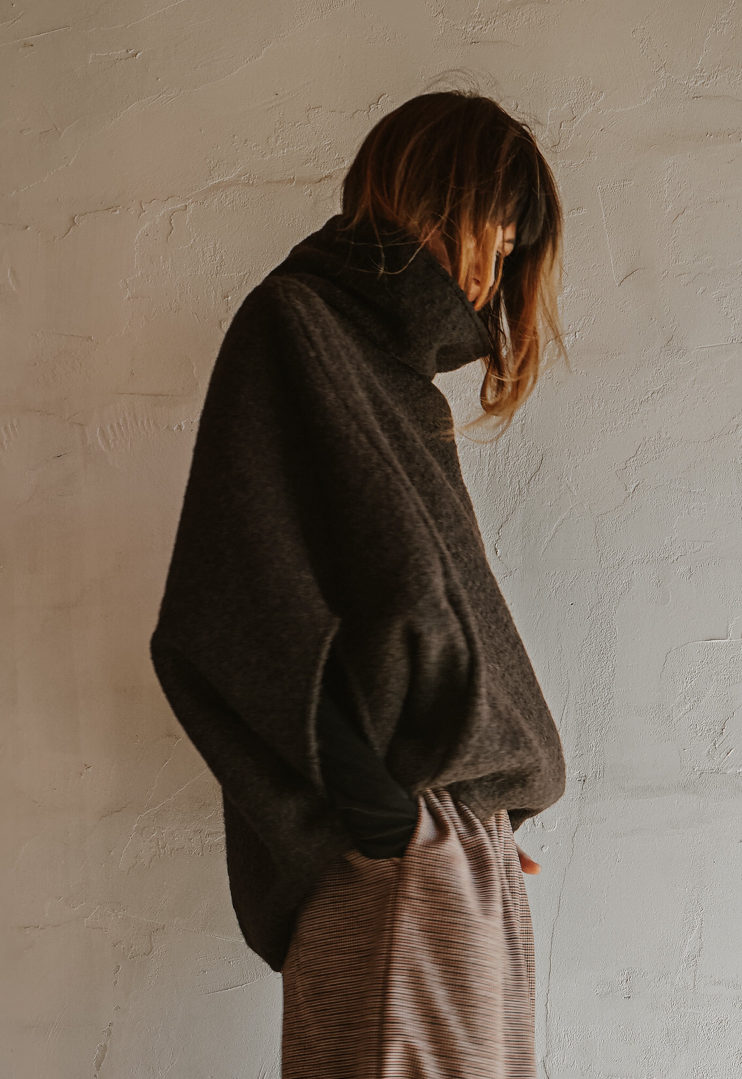 Taupe Ease Boiled Wool Top