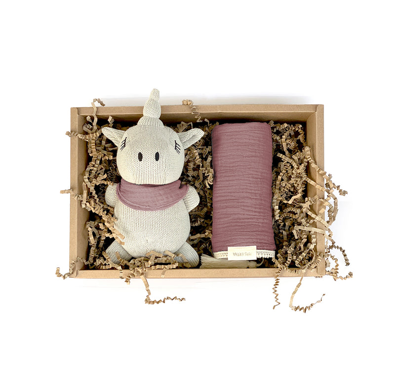 Unicorn + diaper set - Clay Pink