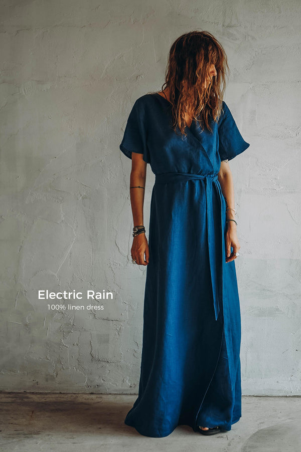 Electric Rain Linen Dress