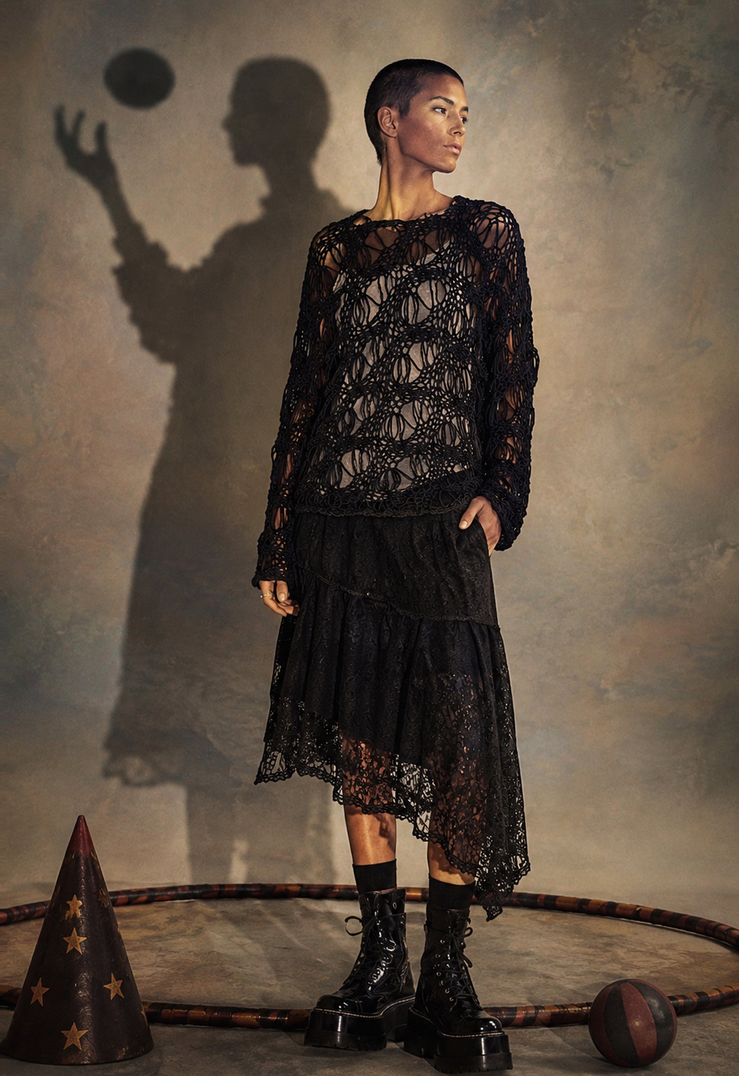 The Black Acrobat Hand Knitted Top