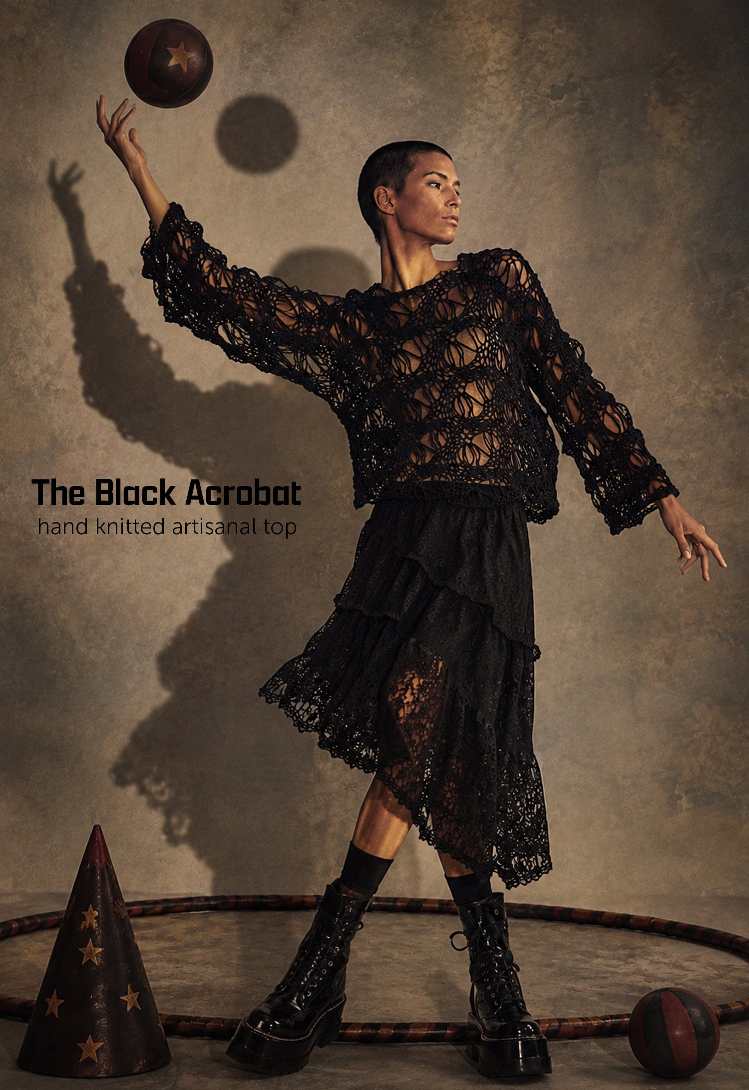 The Black Acrobat Hand Knitted Top