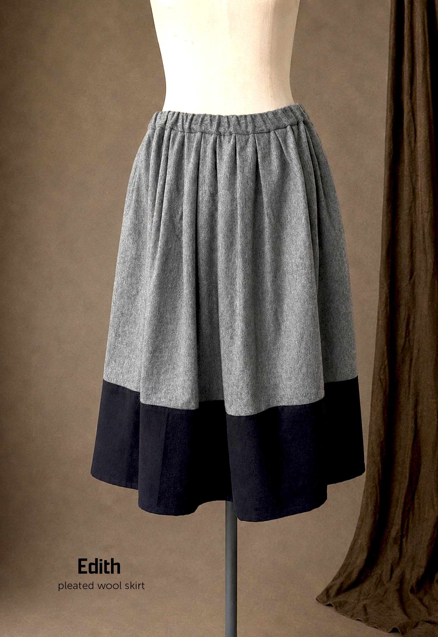 Edith Pleated Wool Skirt