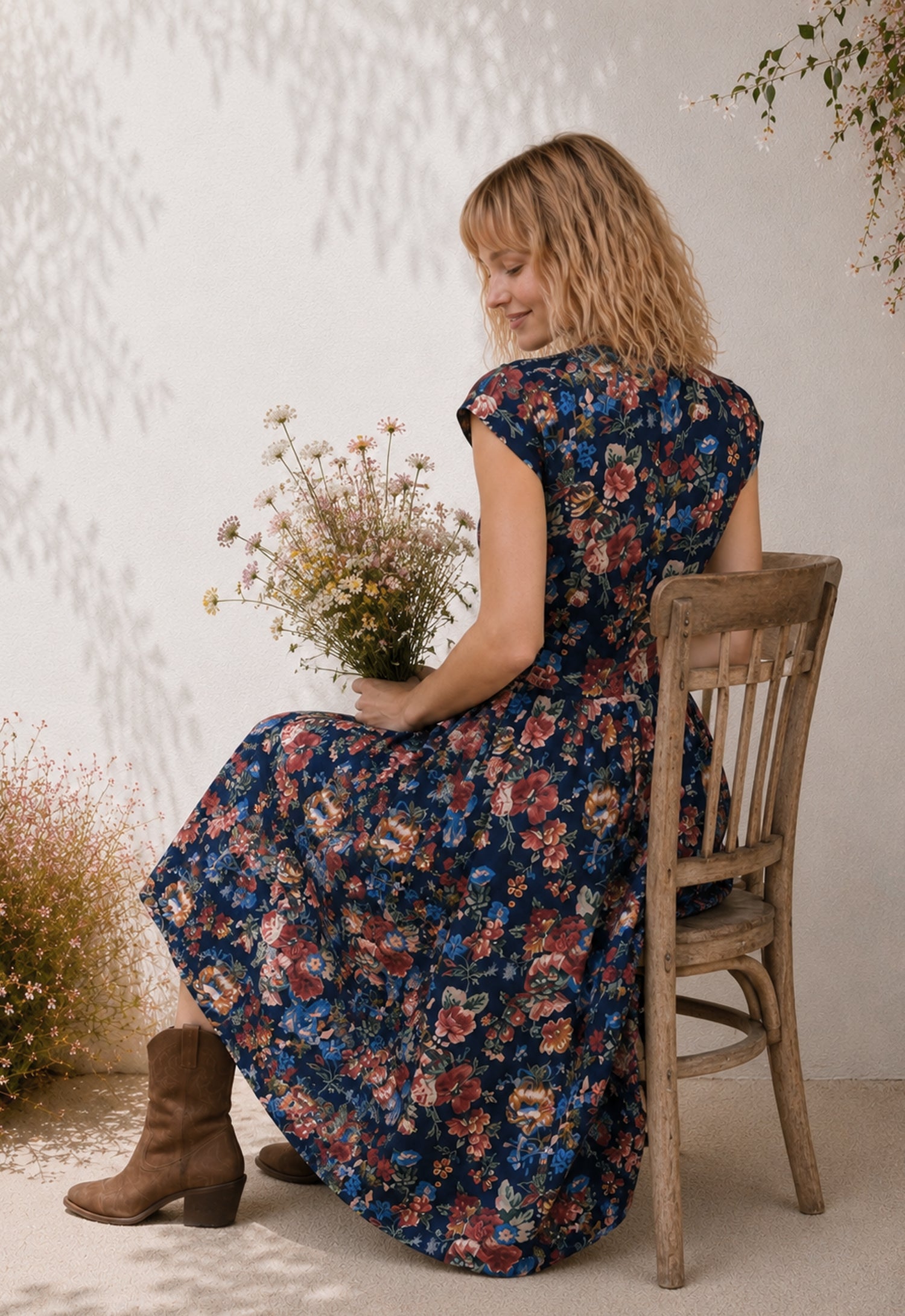 Ethereal Blossom Pleated Dress