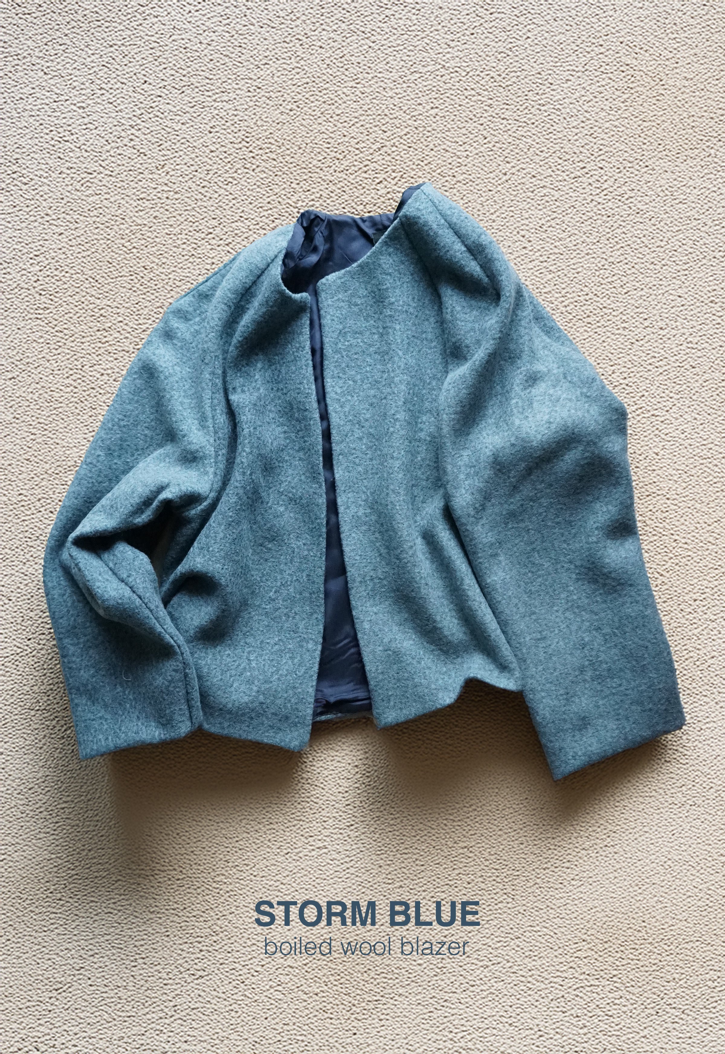Storm Blue Boiled Wool Blazer