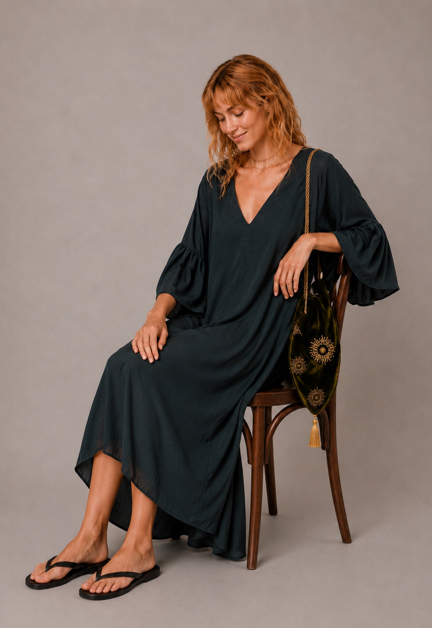 Deep Moss Silk Dress