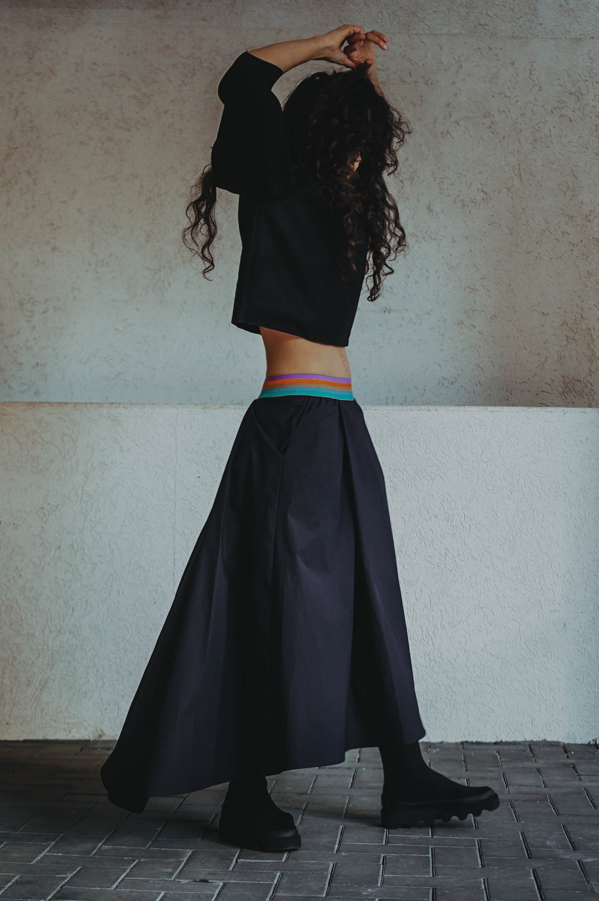 Pleated midi skirt