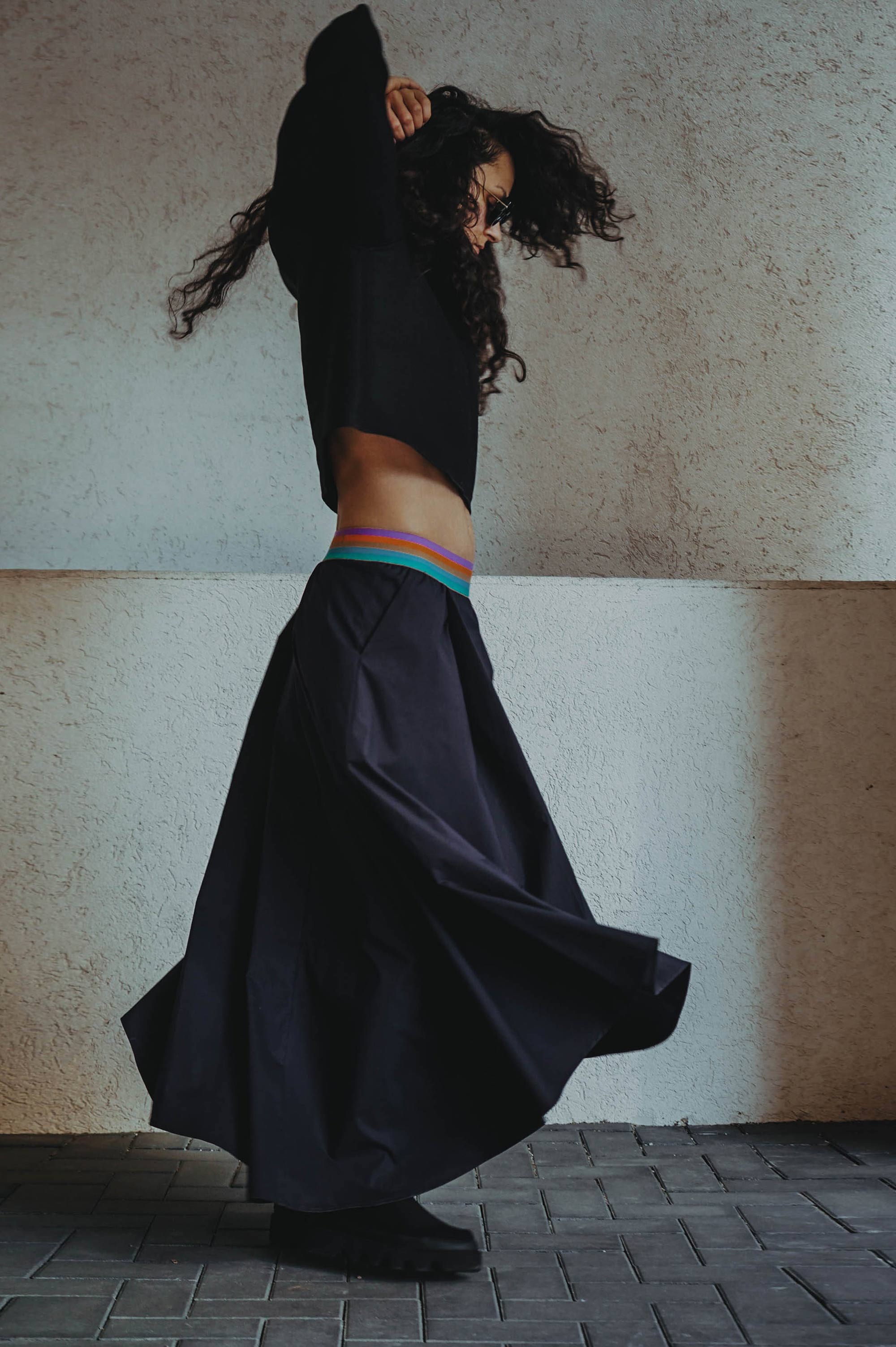Pleated midi skirt
