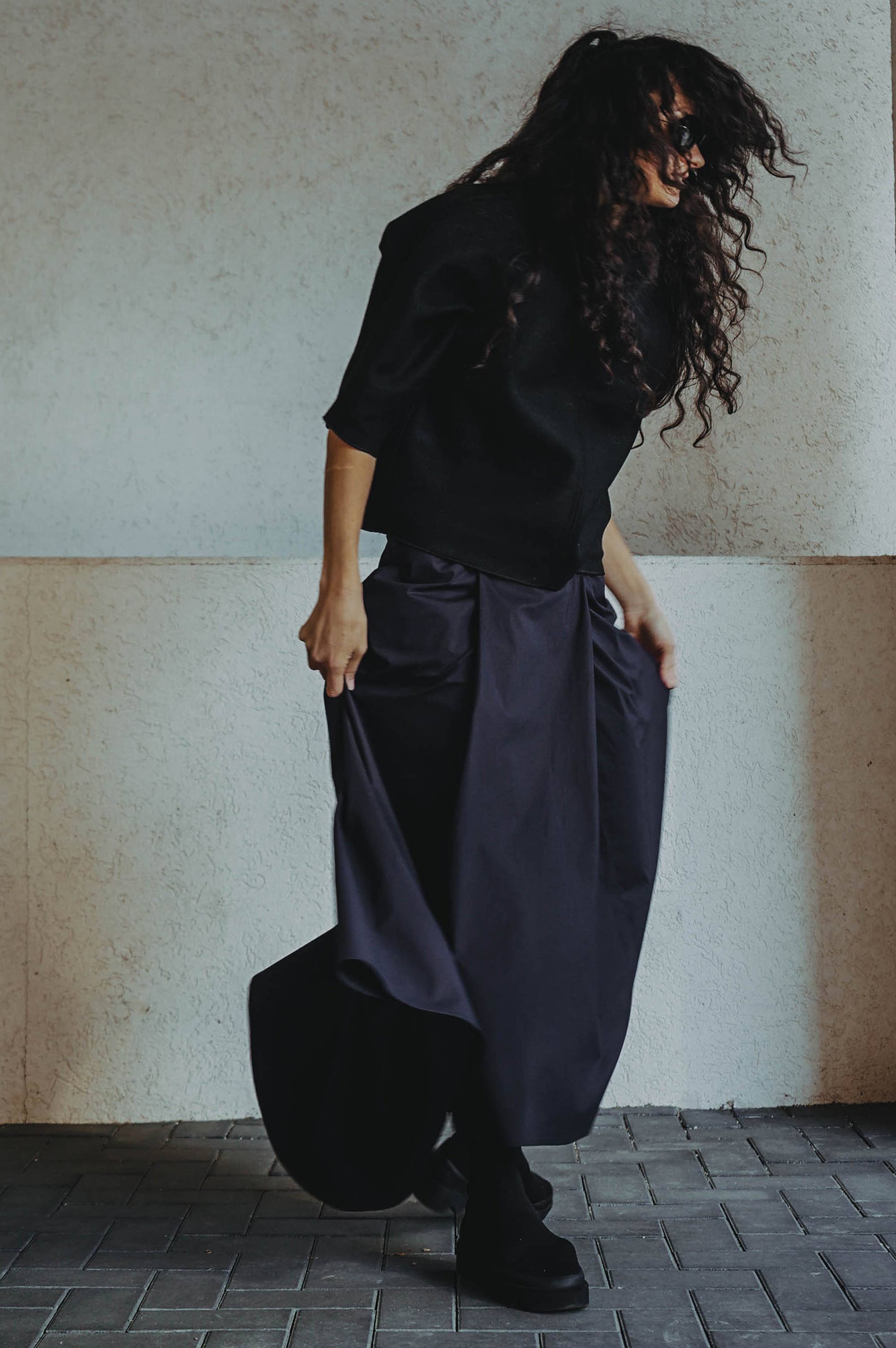 Pleated midi skirt
