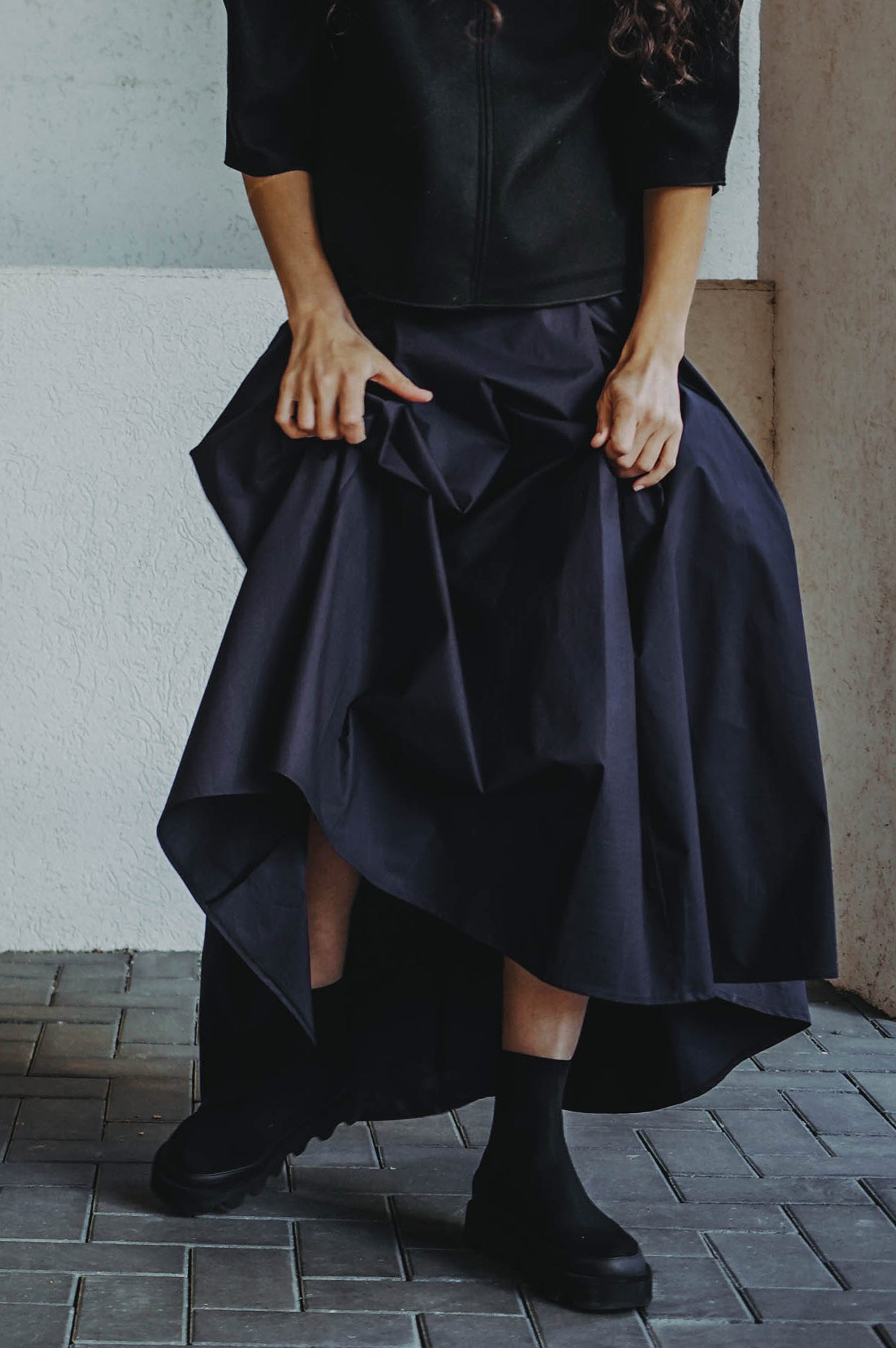 Pleated midi skirt