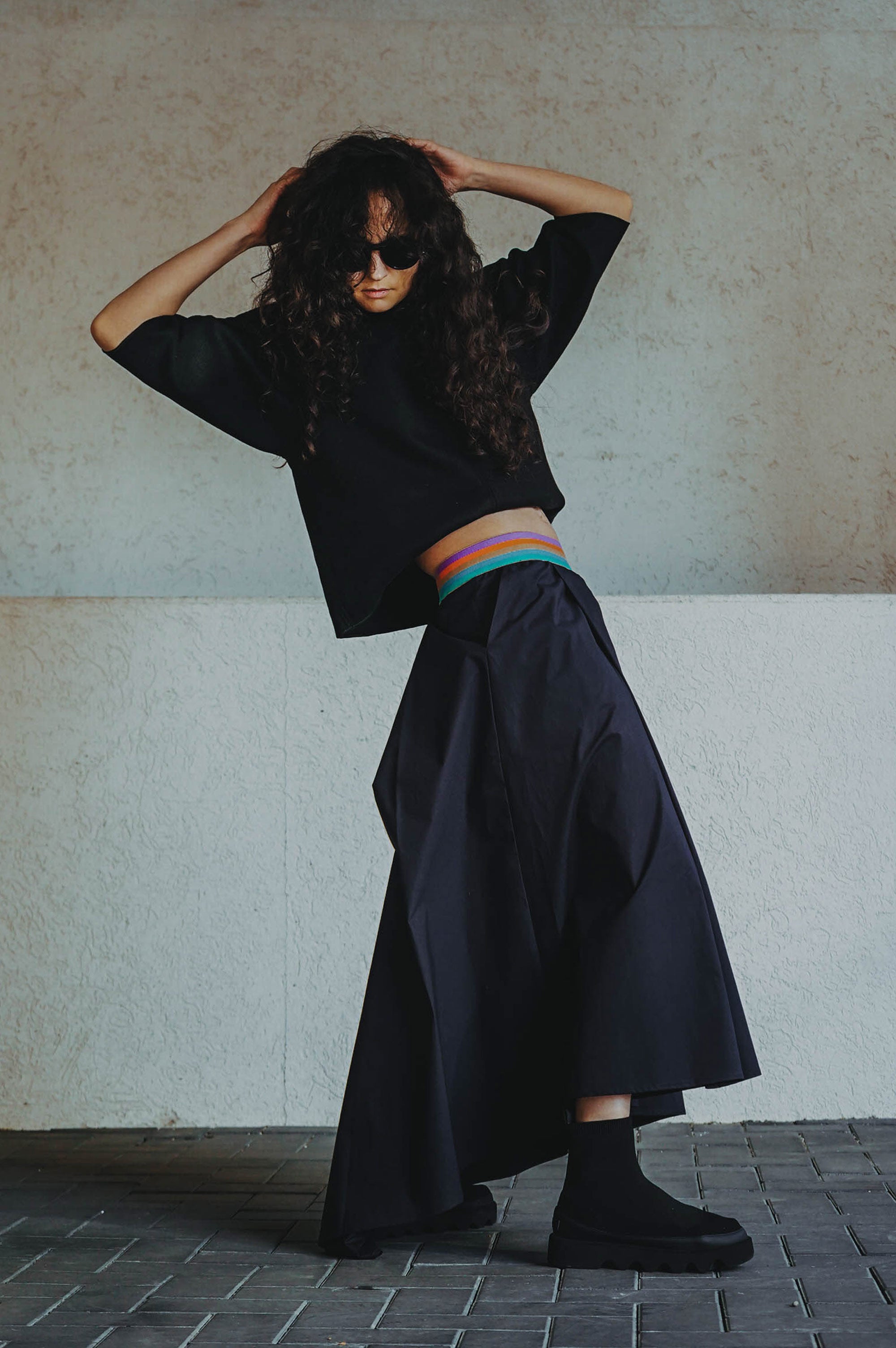 Pleated midi skirt