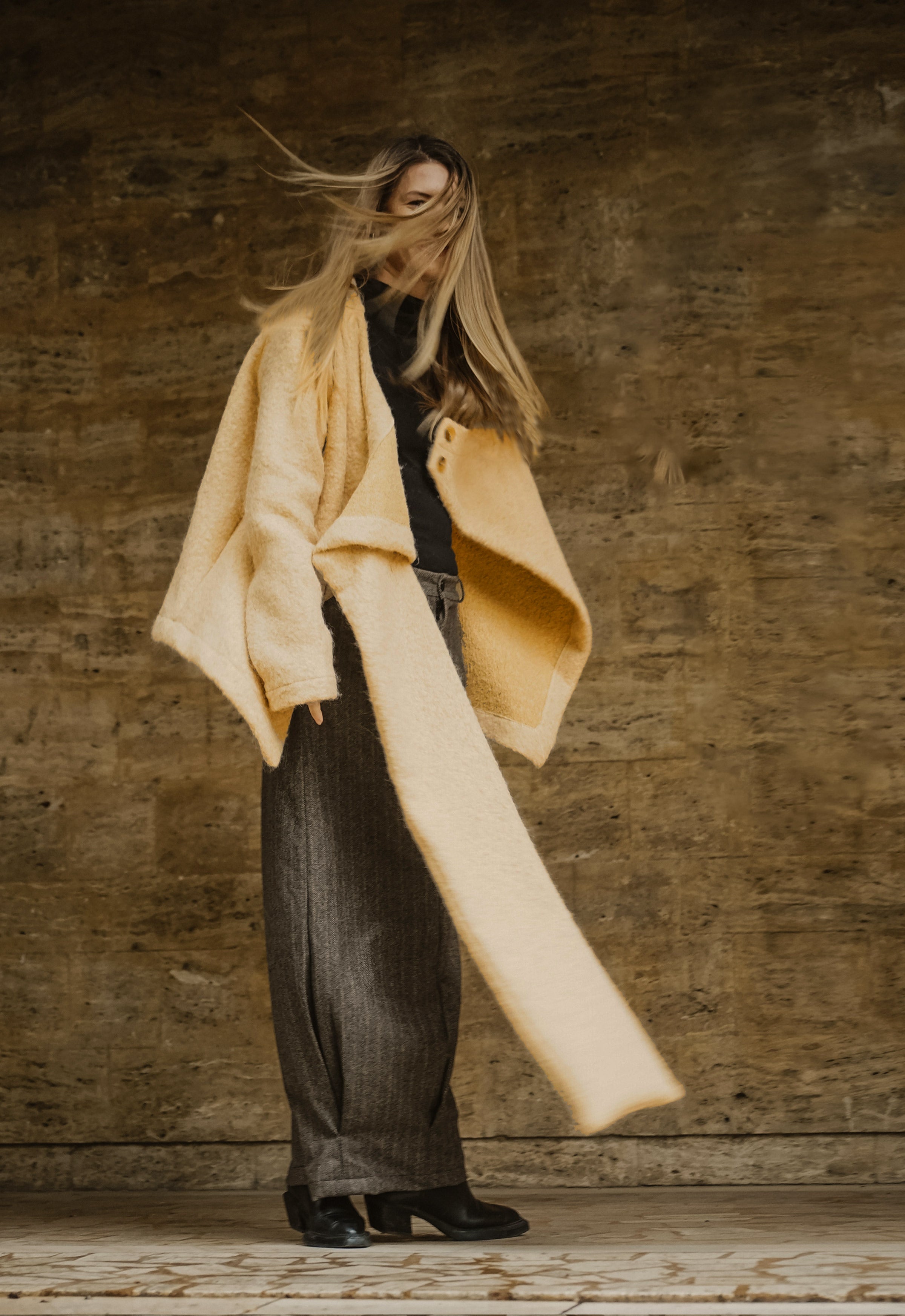 BOILED WOOL SCARF JACKET