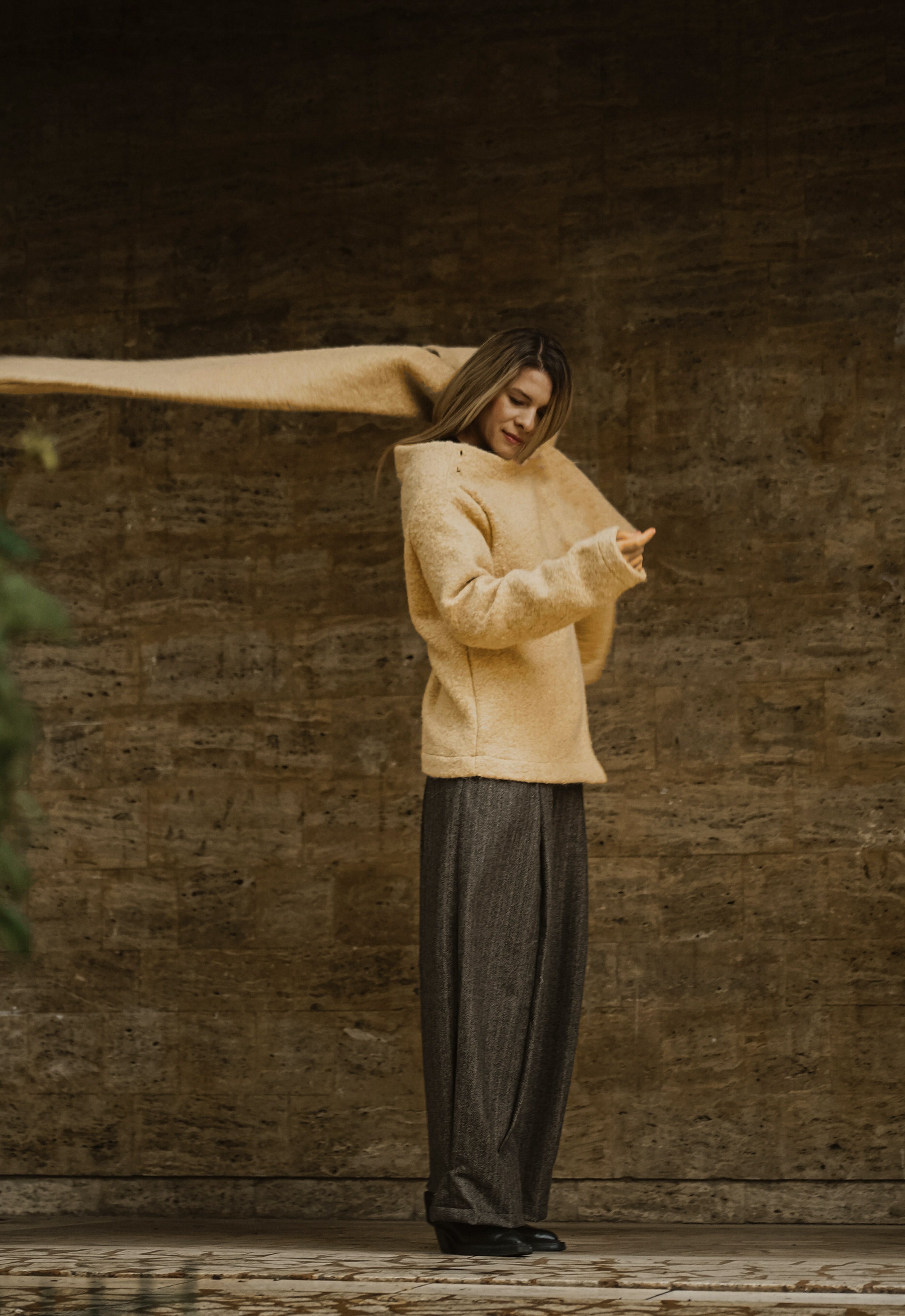 BOILED WOOL SCARF JACKET